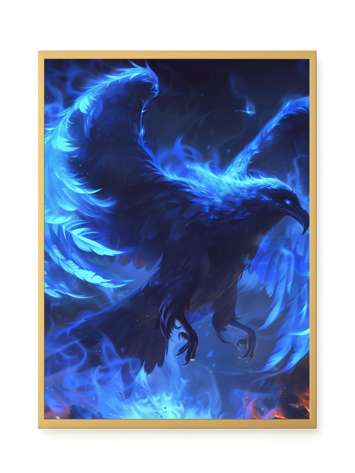 Blue Fire Bird Canvas Wall Art