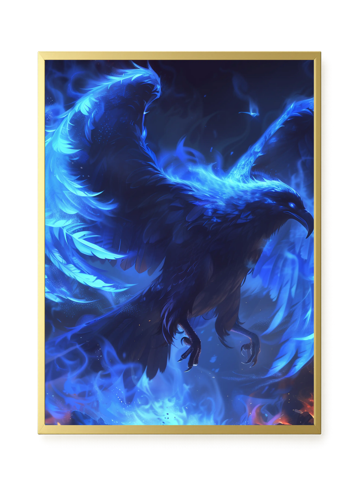 Blue Fire Bird Canvas Wall Art