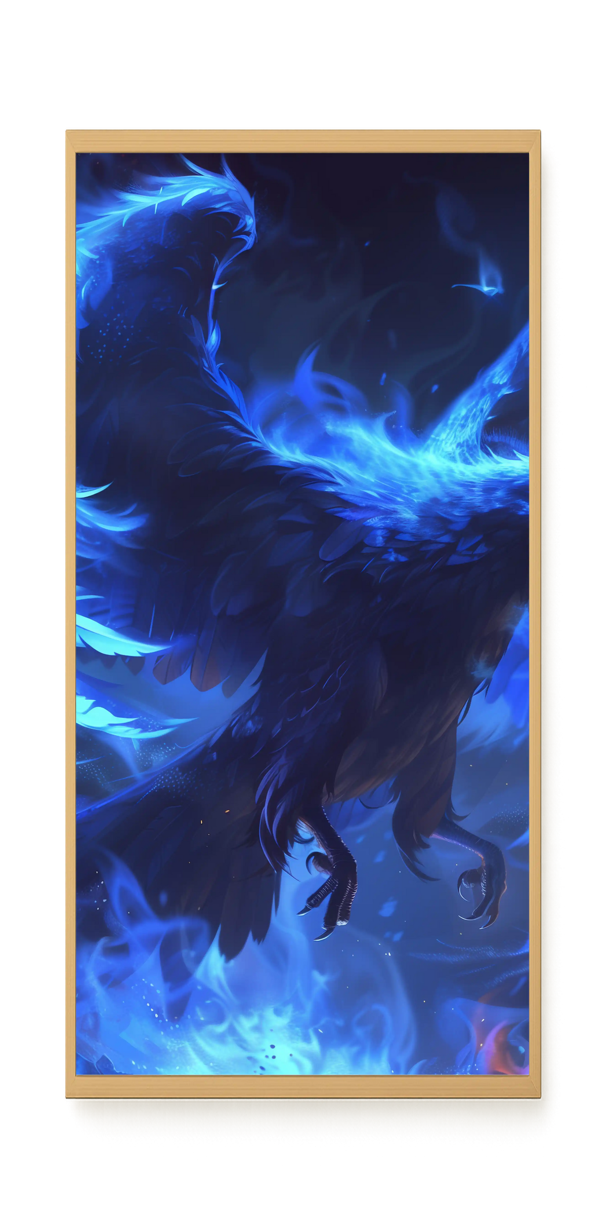 Blue Fire Bird Canvas Wall Art