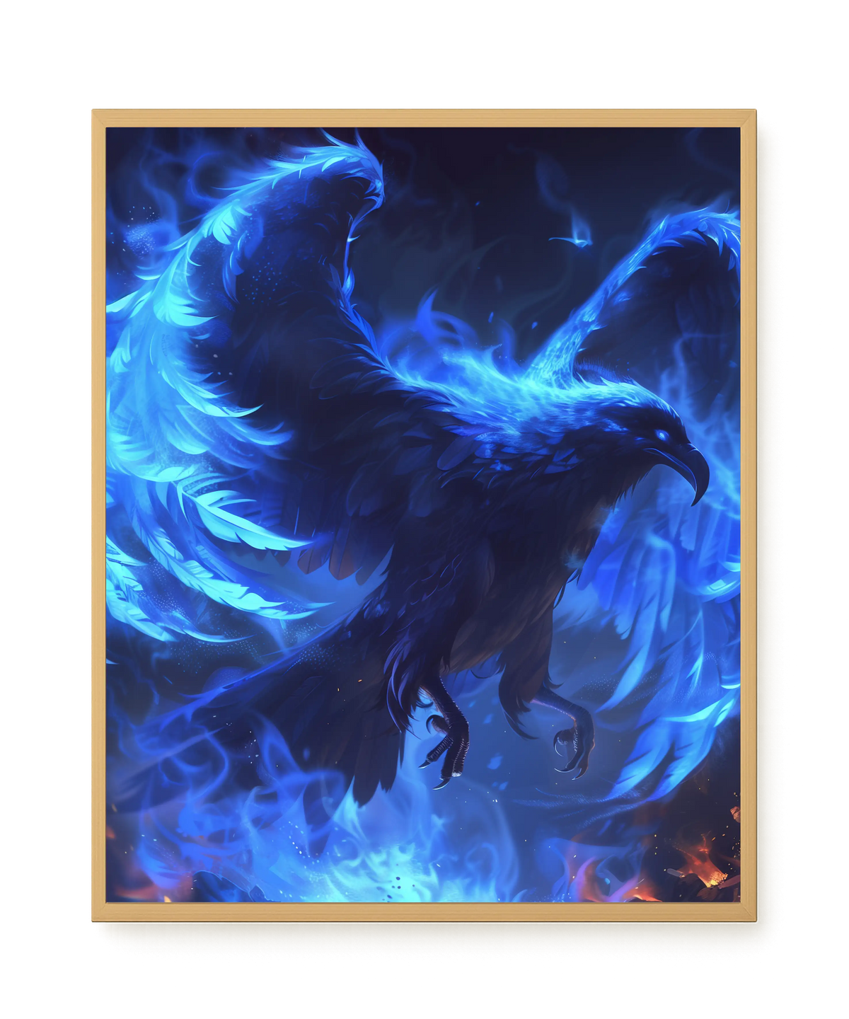 Blue Fire Bird Canvas Wall Art
