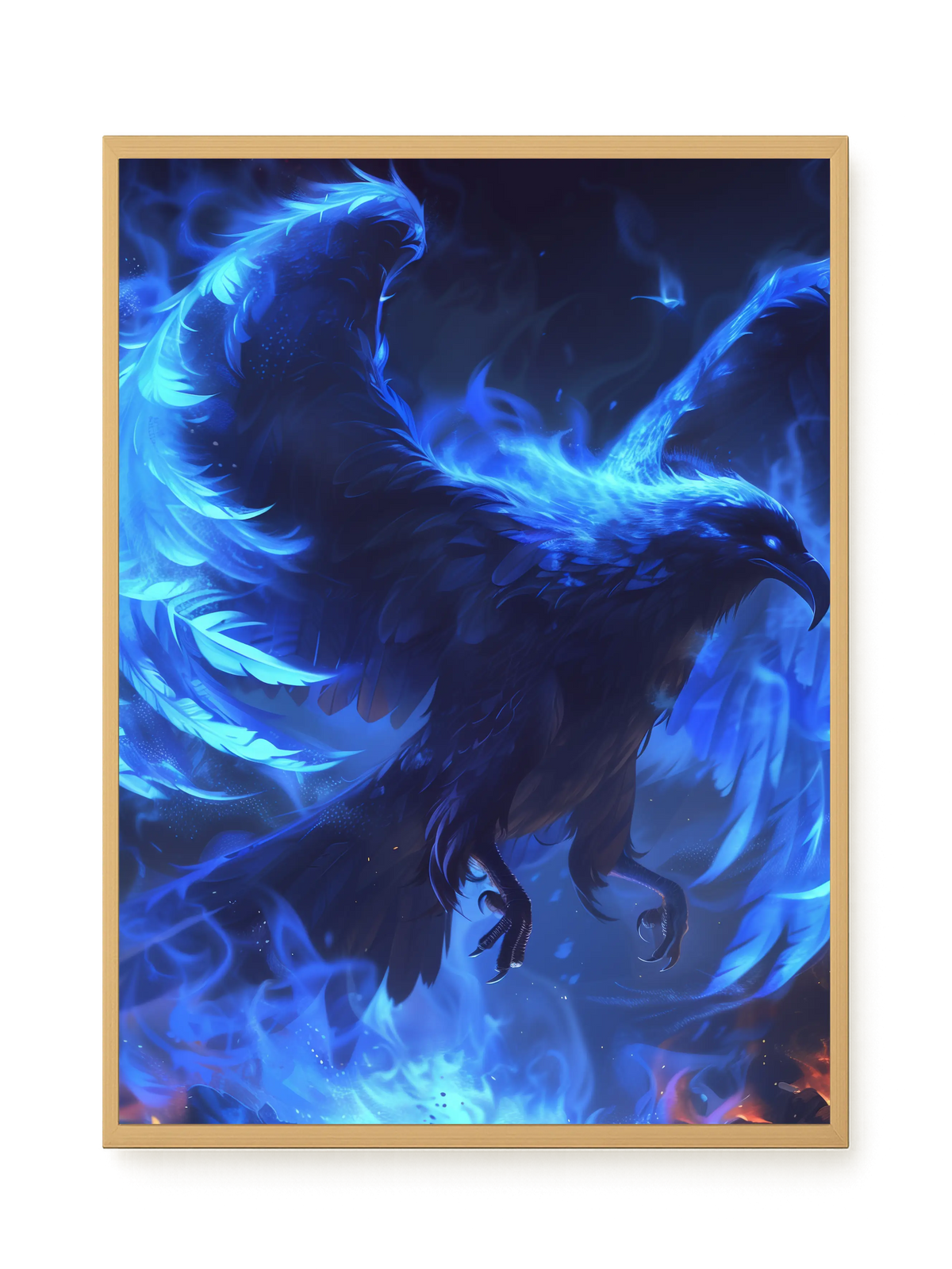 Blue Fire Bird Canvas Wall Art