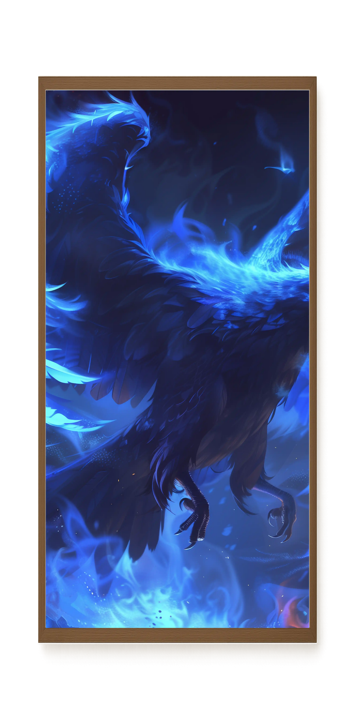 Blue Fire Bird Canvas Wall Art