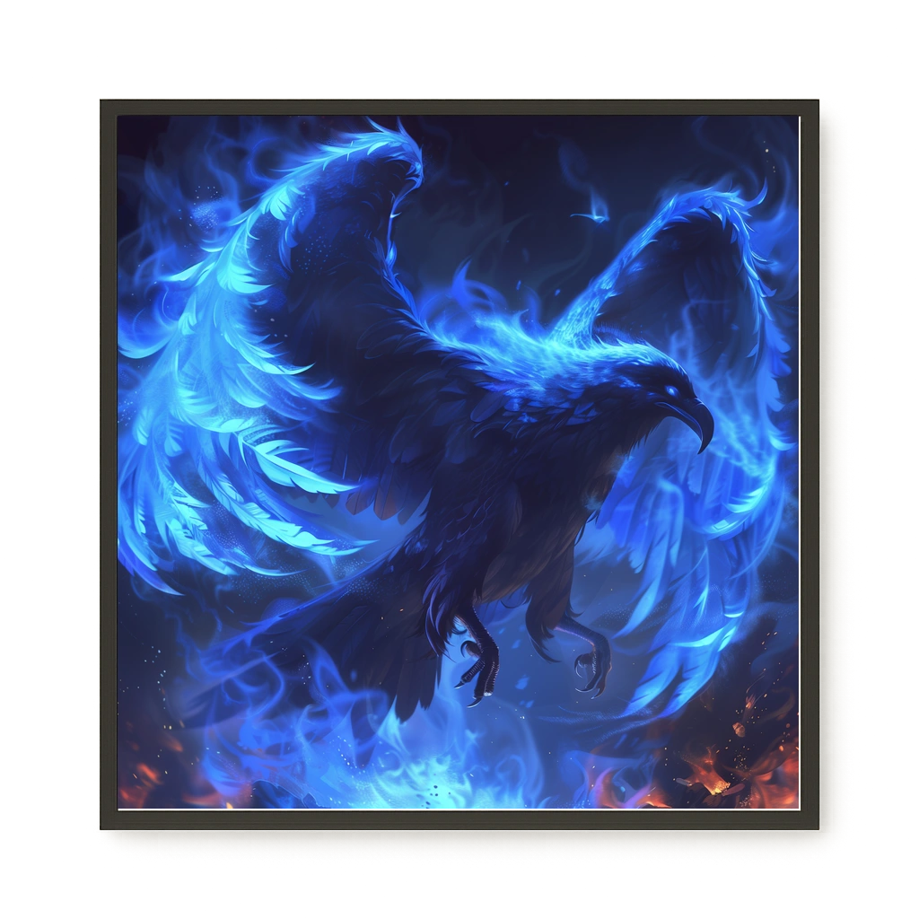 Blue Fire Bird Canvas Wall Art
