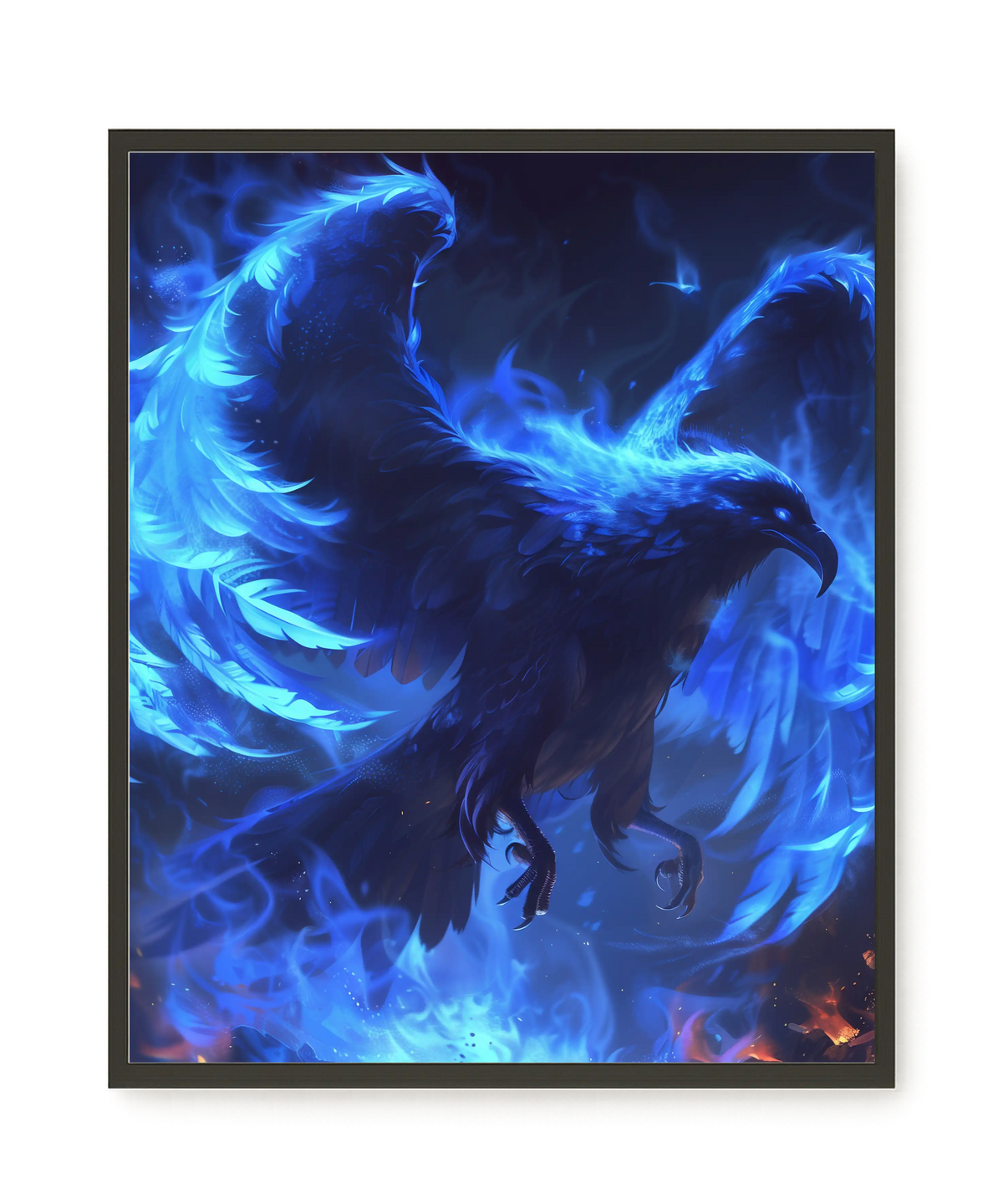 Blue Fire Bird Canvas Wall Art