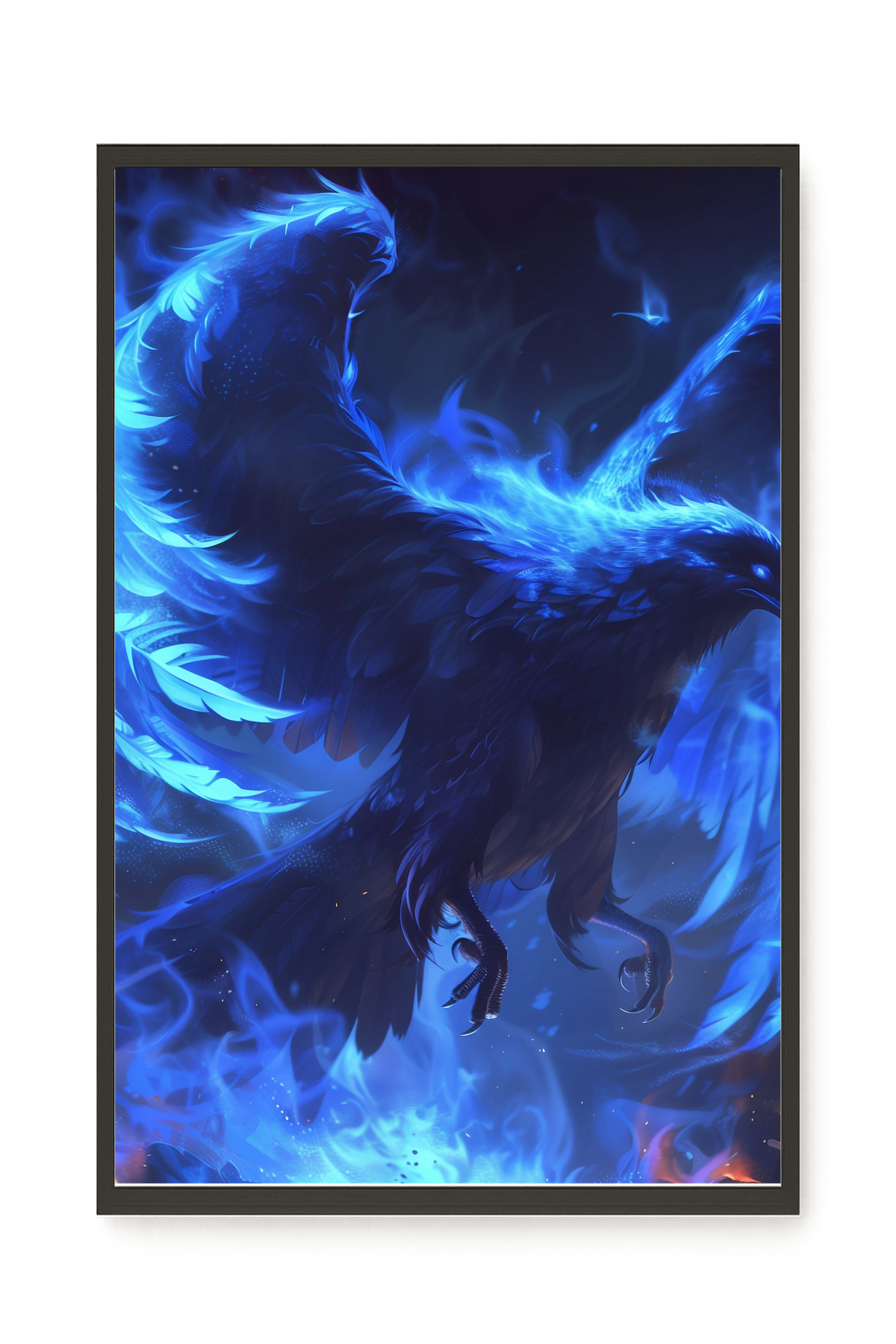 Blue Fire Bird Canvas Wall Art