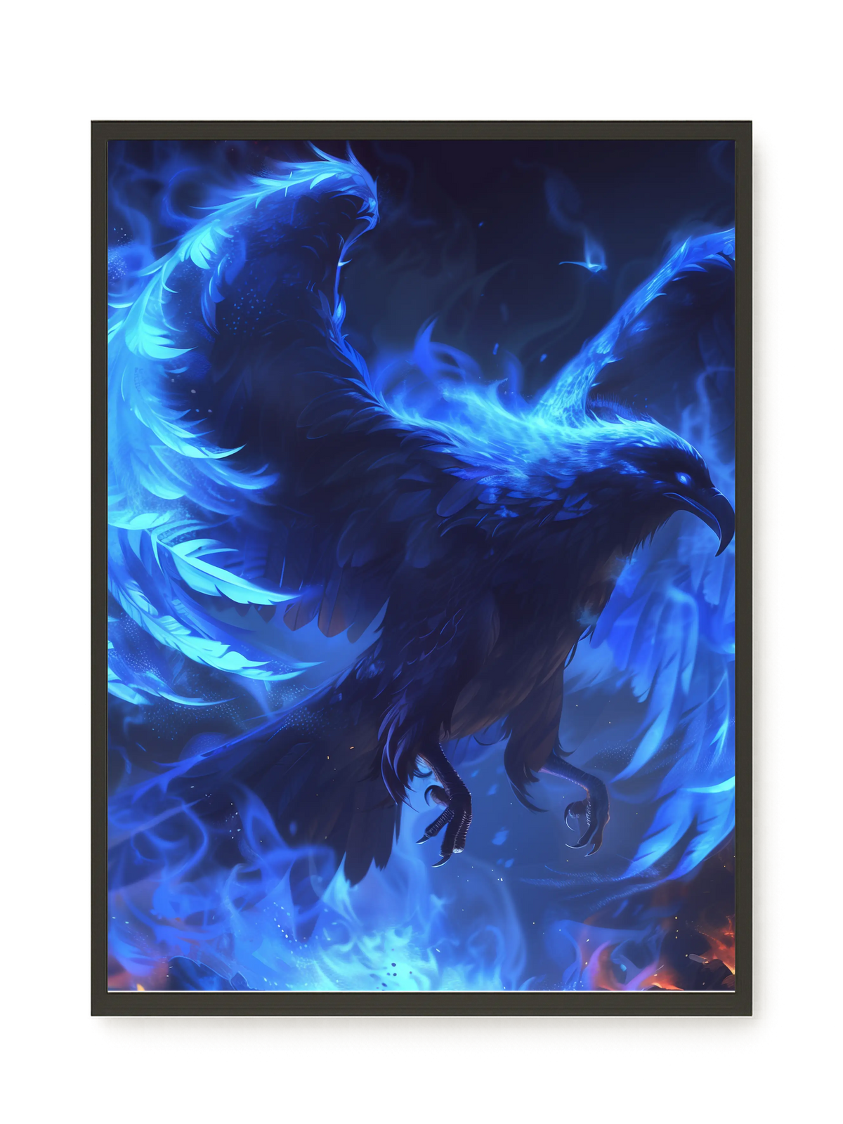 Blue Fire Bird Canvas Wall Art