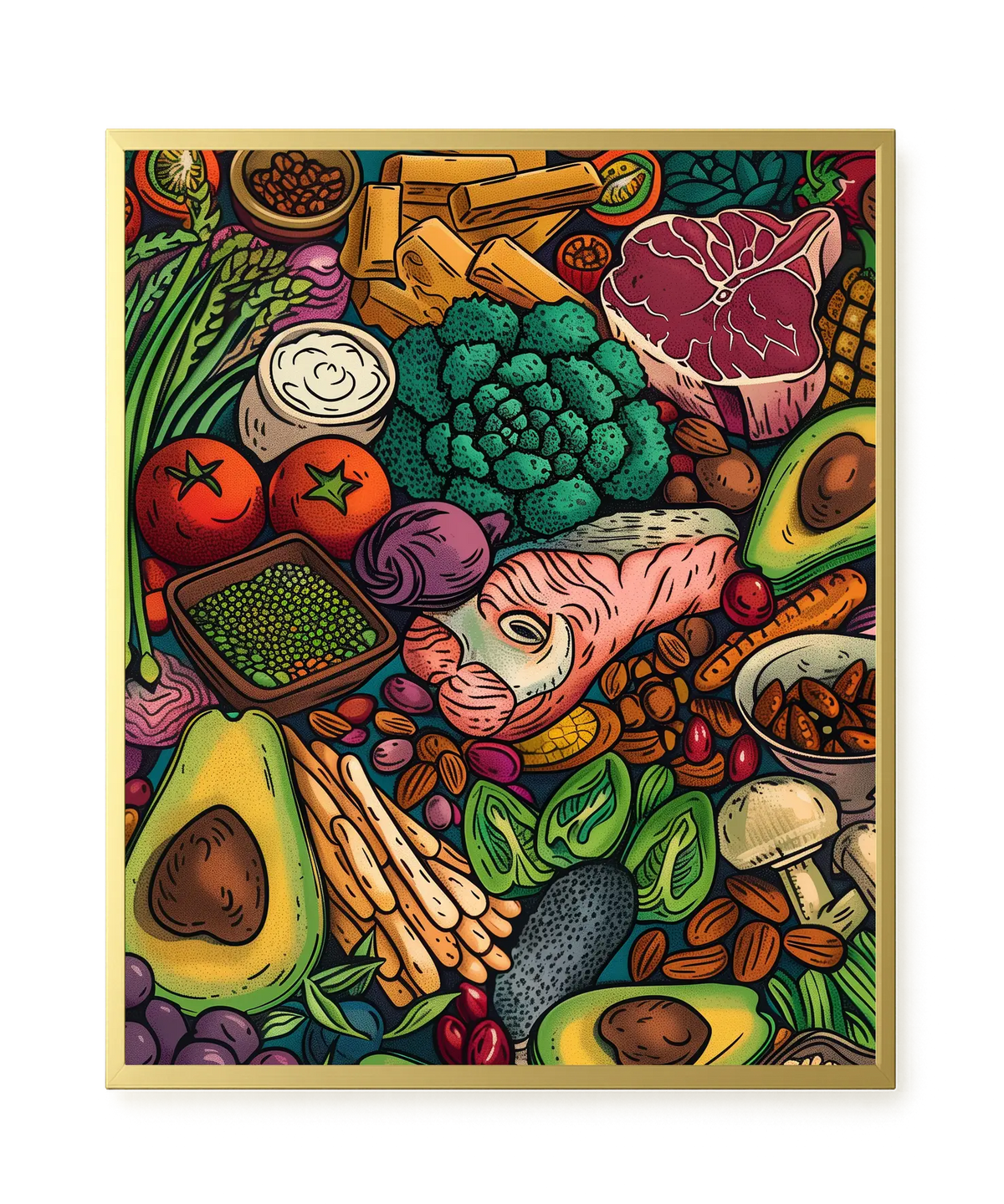 Balanced Healthy Food Canvas Wall Art