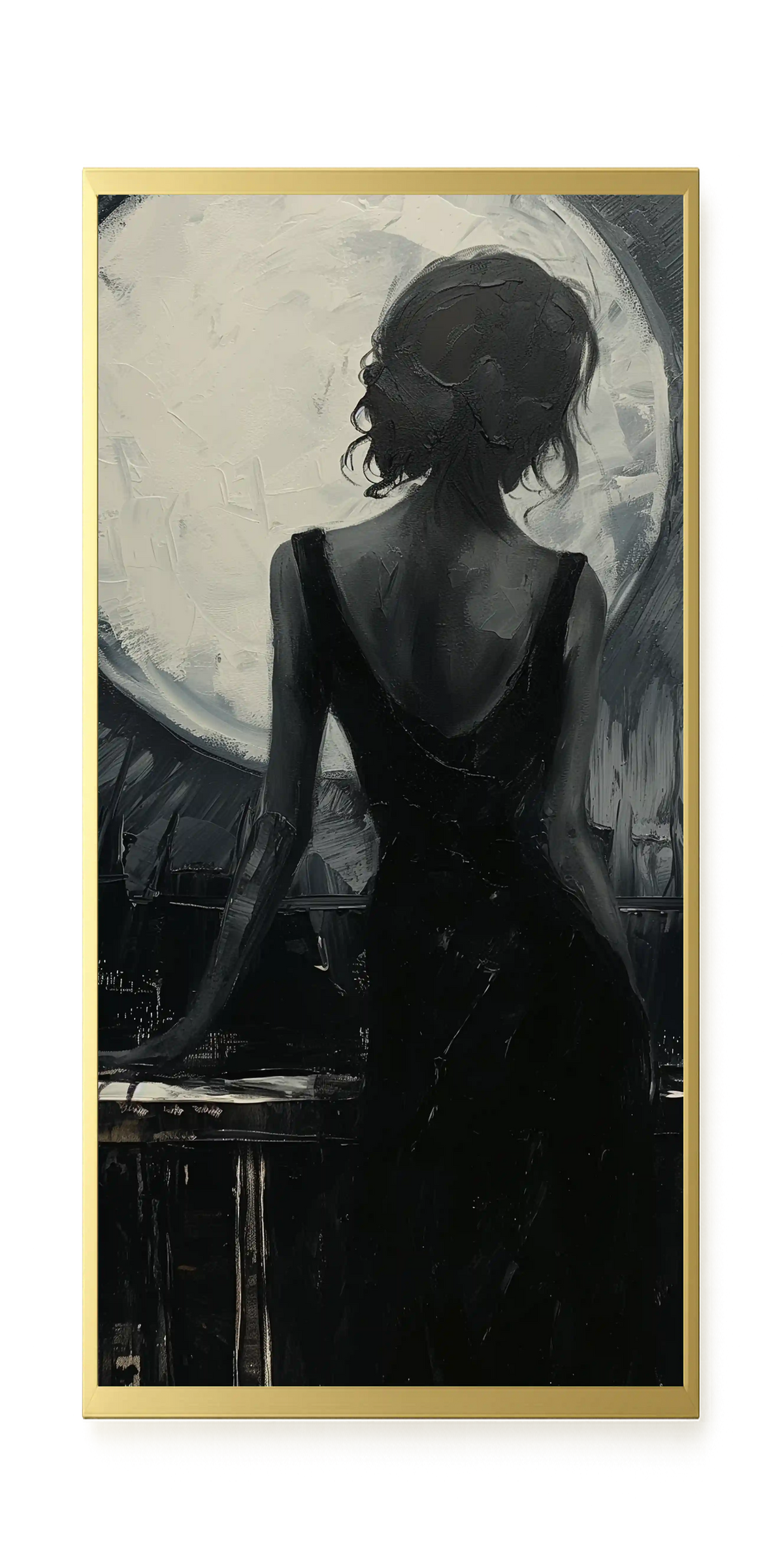 Woman Facing the Moon Canvas Wall Art
