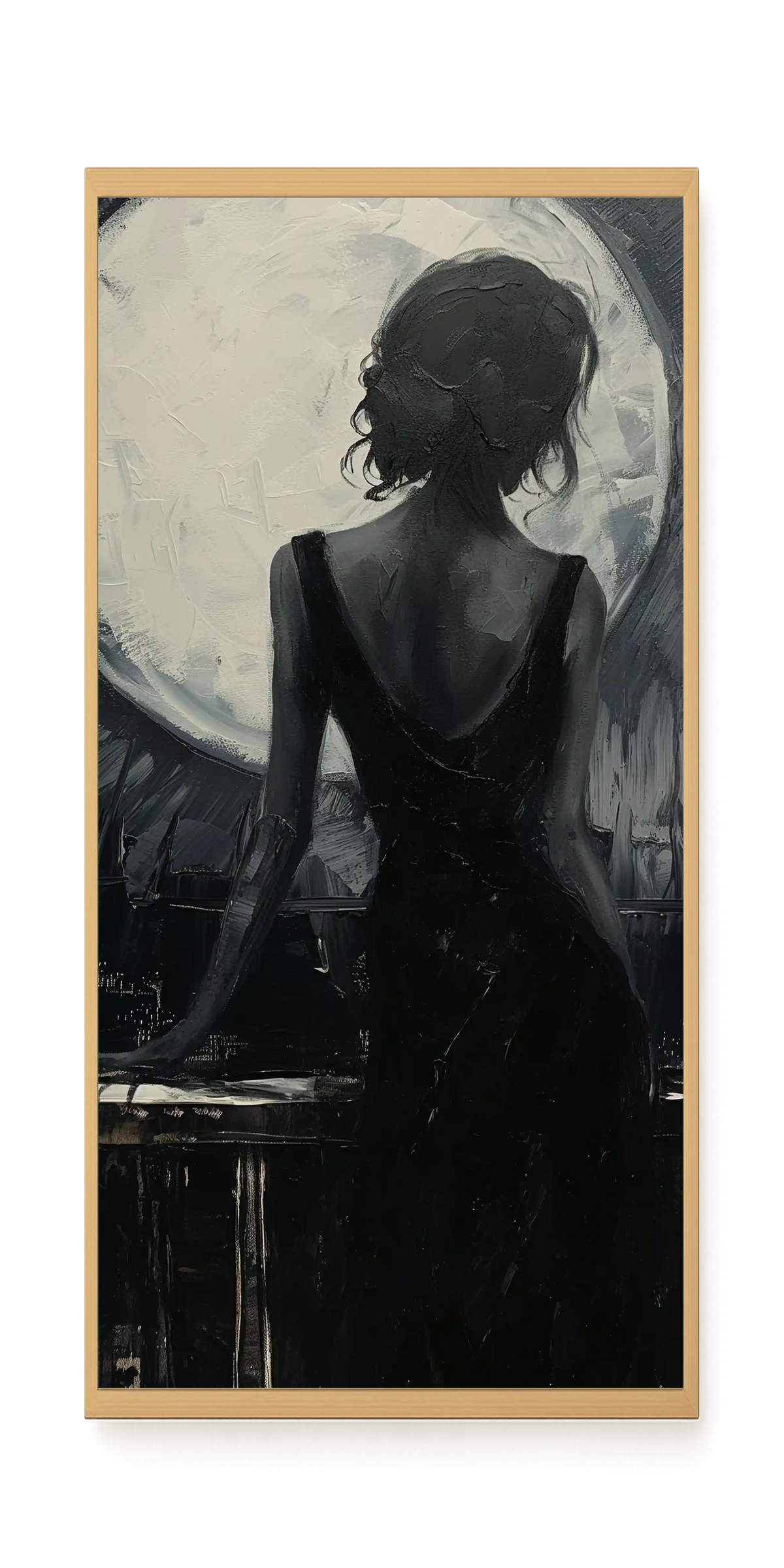 Woman Facing the Moon Canvas Wall Art