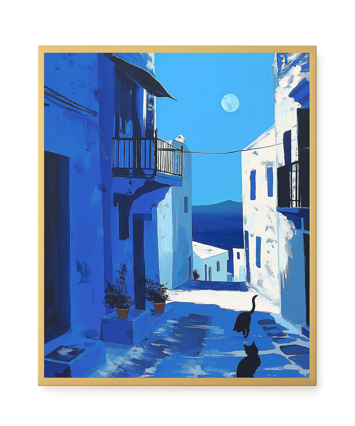 Blue Alley with Cats Canvas Print