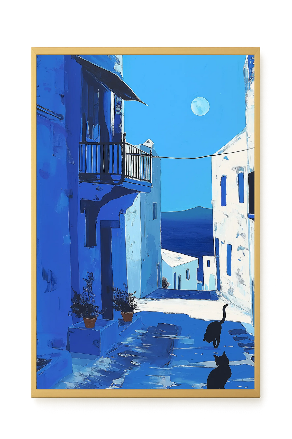 Blue Alley with Cats Canvas Print