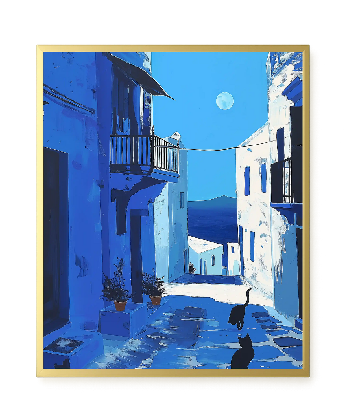 Blue Alley with Cats Canvas Print