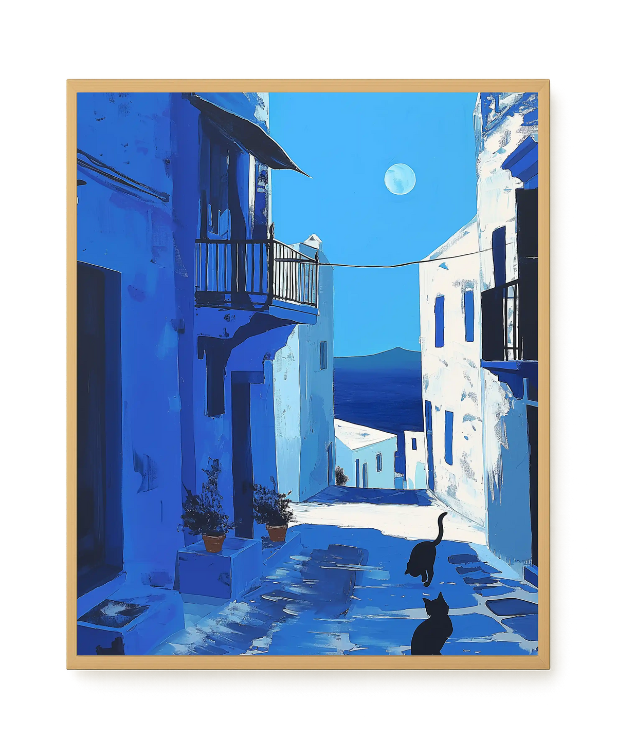 Blue Alley with Cats Canvas Print