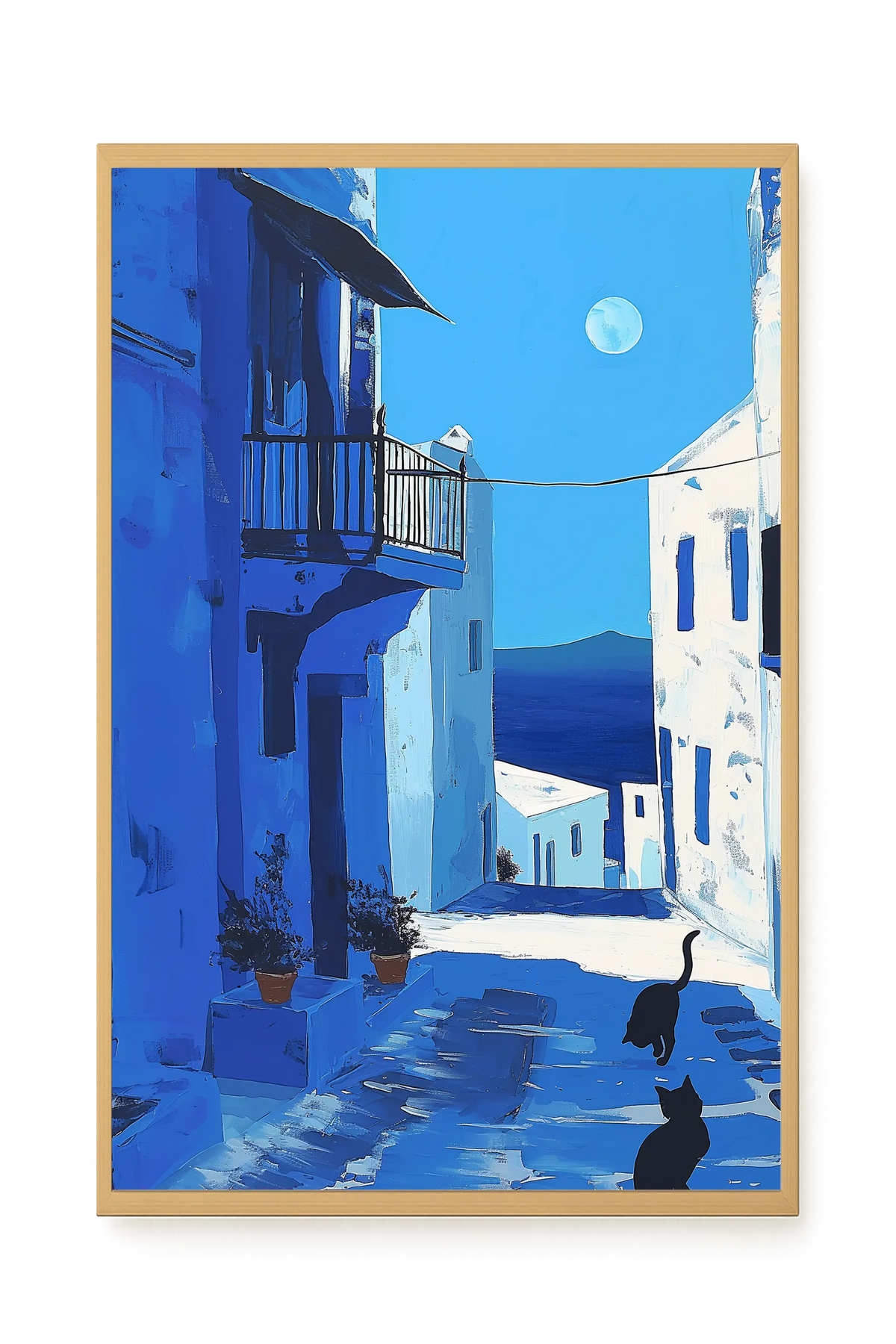 Blue Alley with Cats Canvas Print