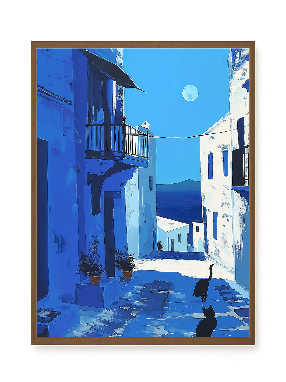 Blue Alley with Cats Canvas Print