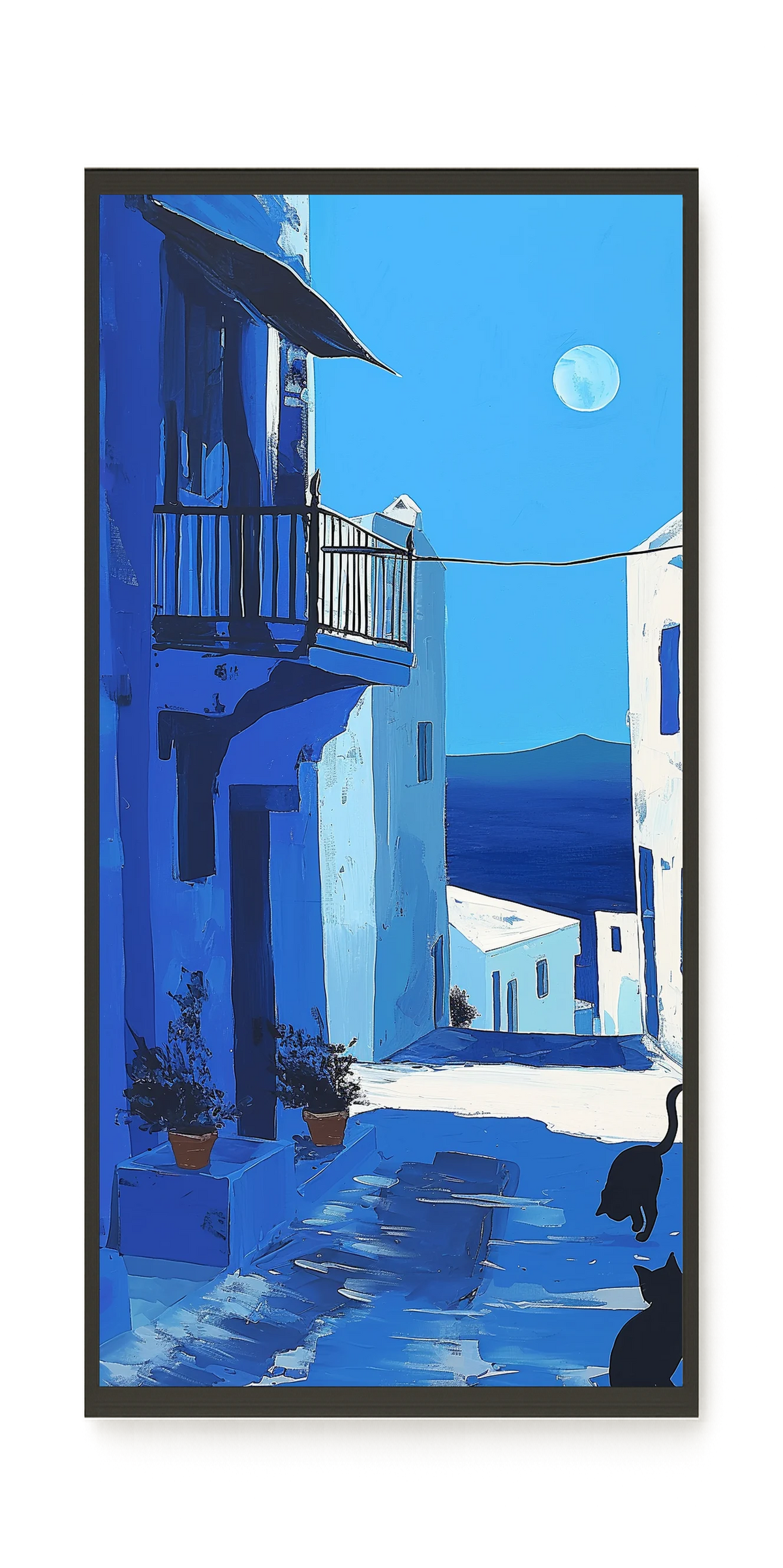 Blue Alley with Cats Canvas Print