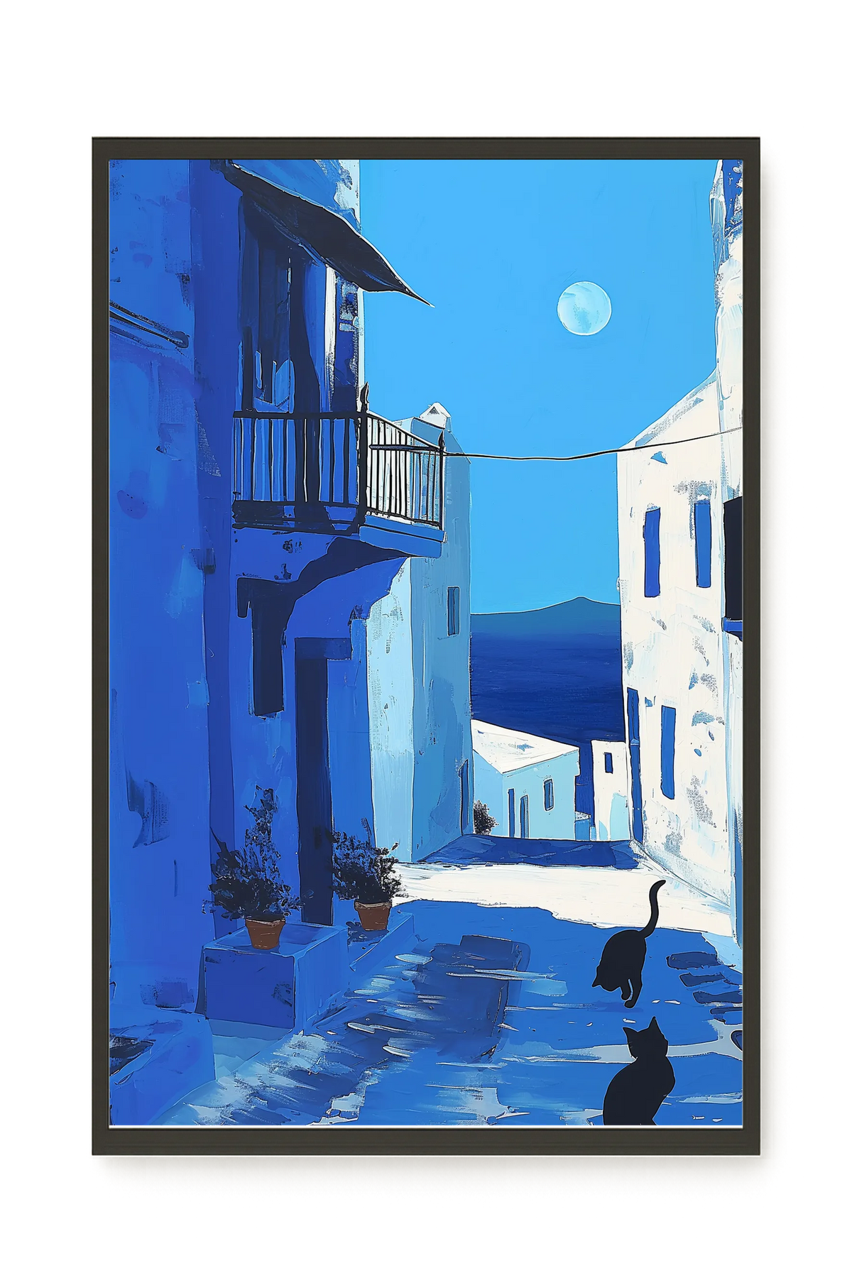 Blue Alley with Cats Canvas Print