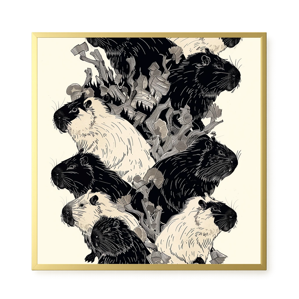 Artistic Guinea Pig Pattern Canvas Wall Art