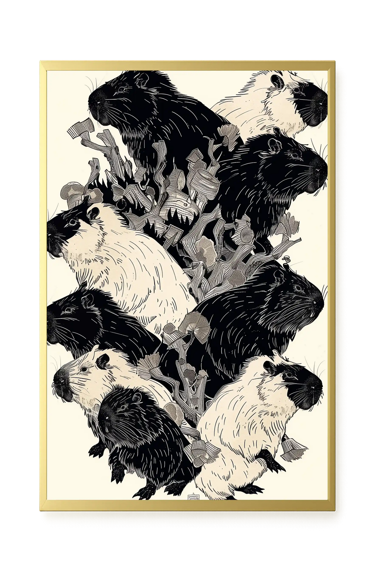 Artistic Guinea Pig Pattern Canvas Wall Art