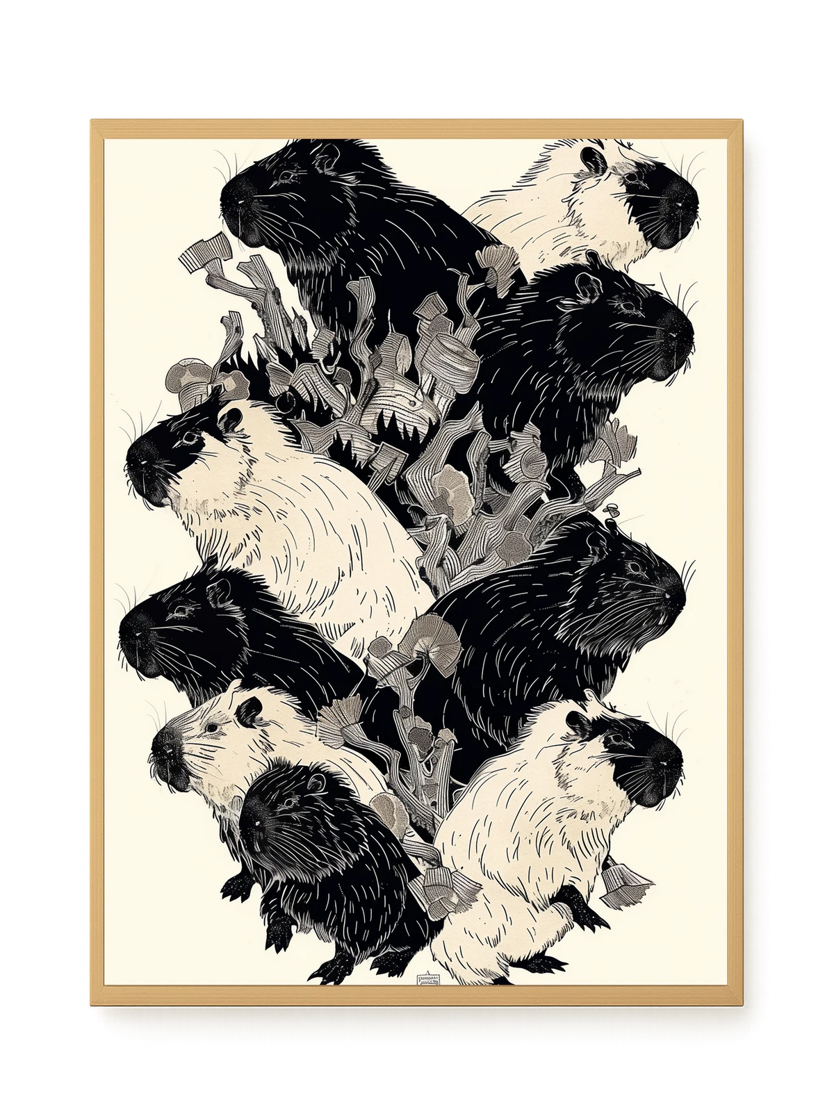 Artistic Guinea Pig Pattern Canvas Wall Art