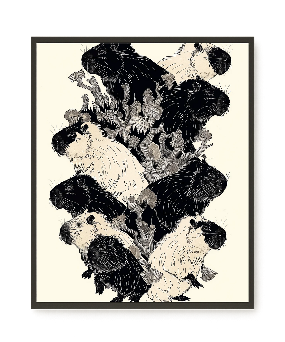 Artistic Guinea Pig Pattern Canvas Wall Art