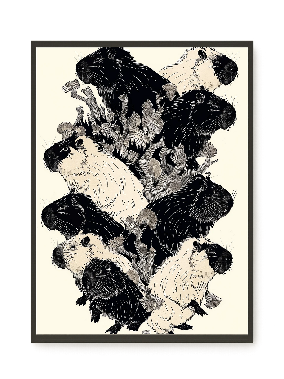 Artistic Guinea Pig Pattern Canvas Wall Art