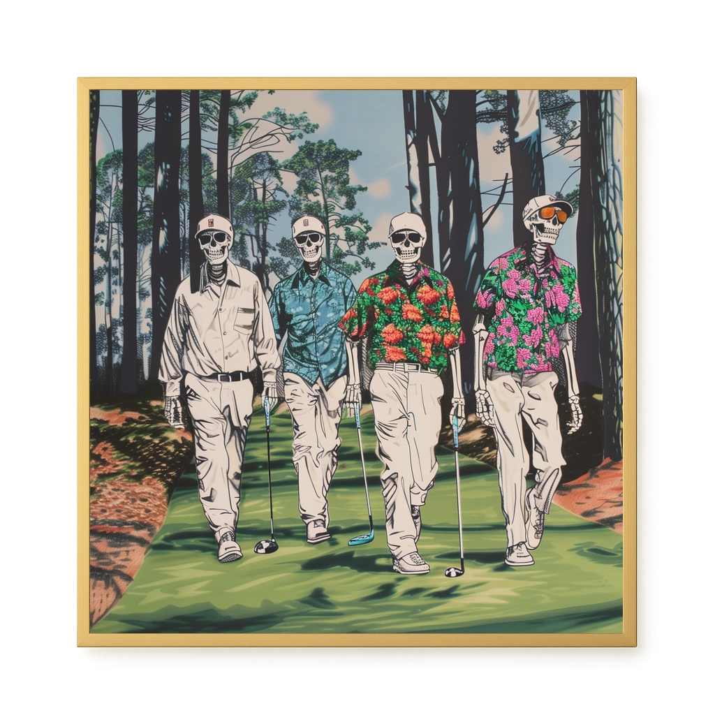 Skeleton Golfers Canvas Wall Art