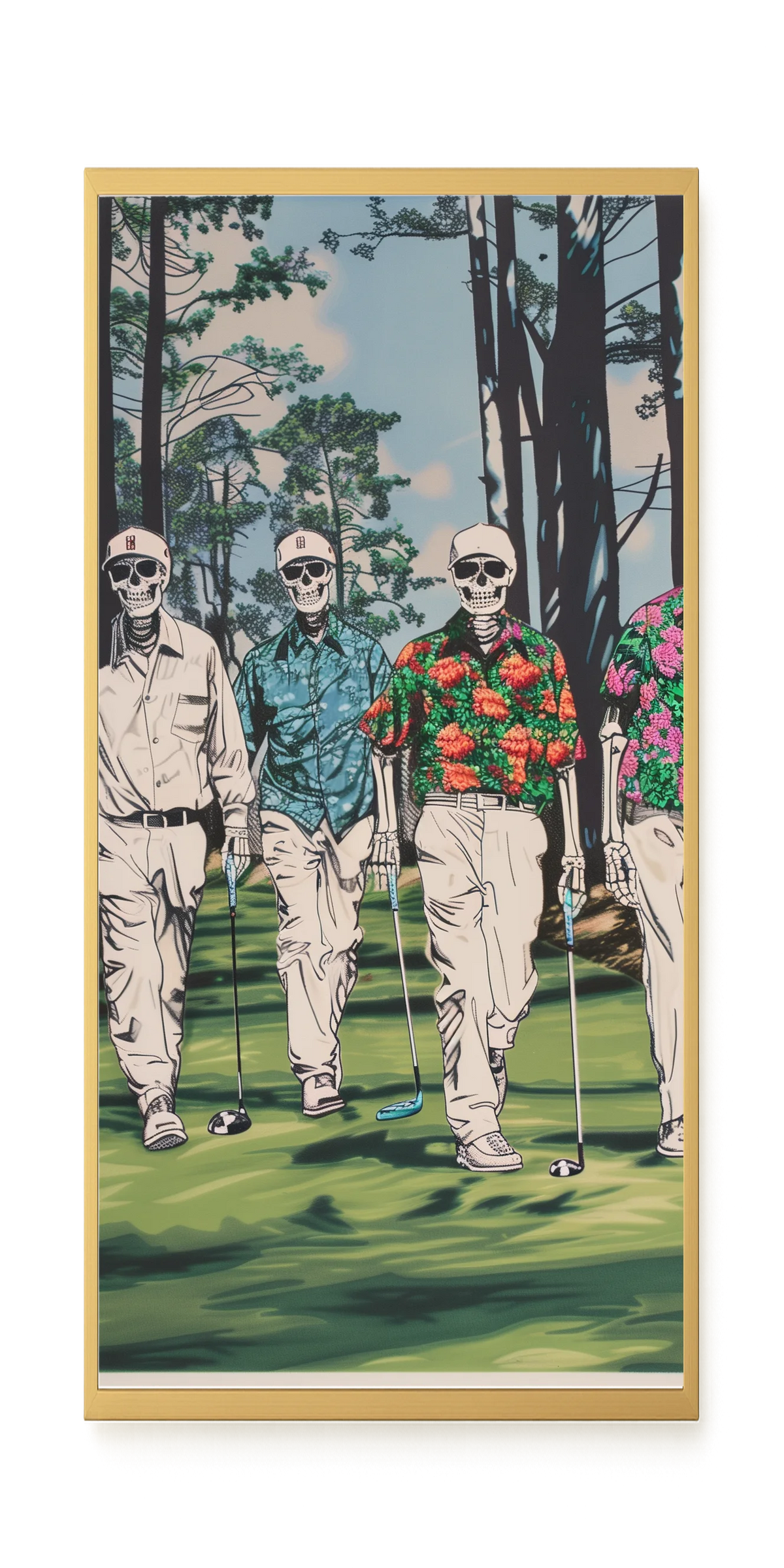 Skeleton Golfers Canvas Wall Art