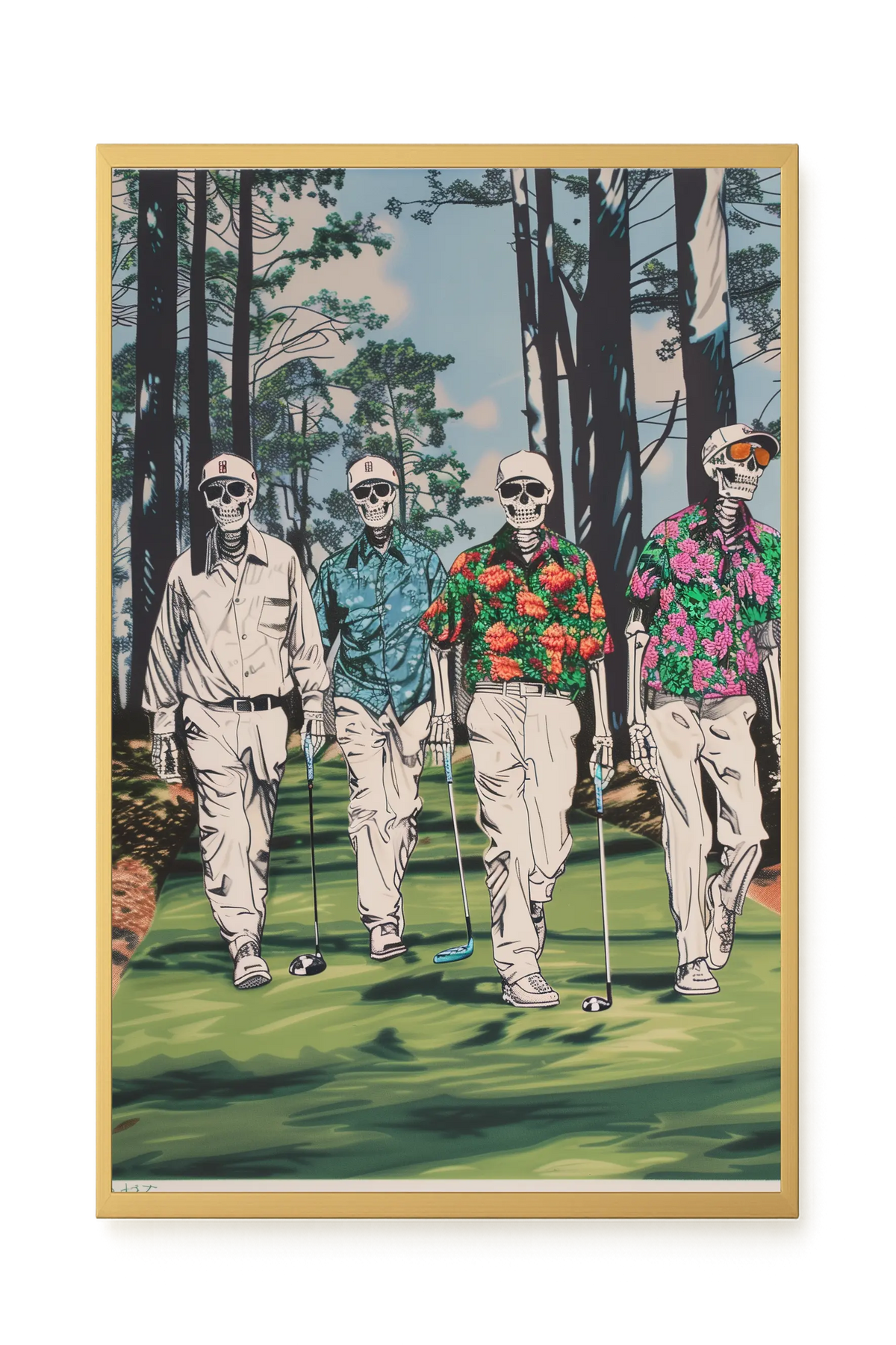 Skeleton Golfers Canvas Wall Art