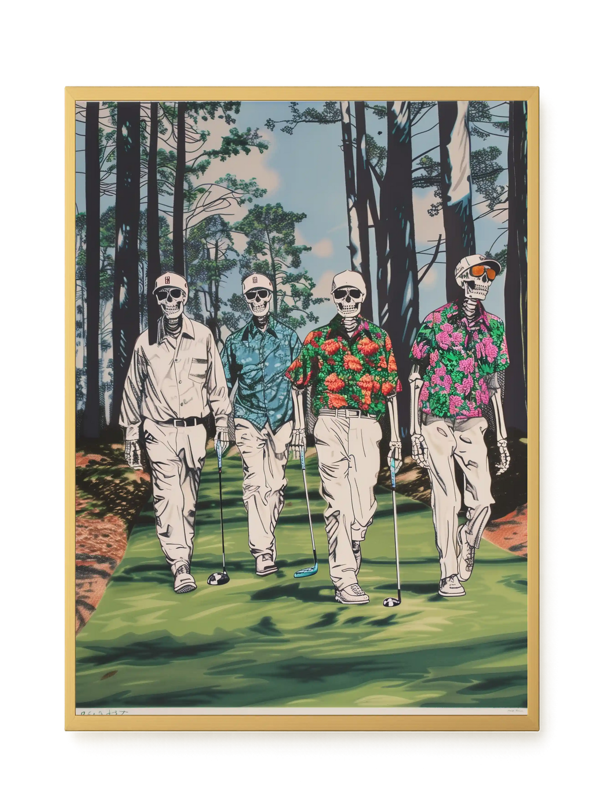 Skeleton Golfers Canvas Wall Art
