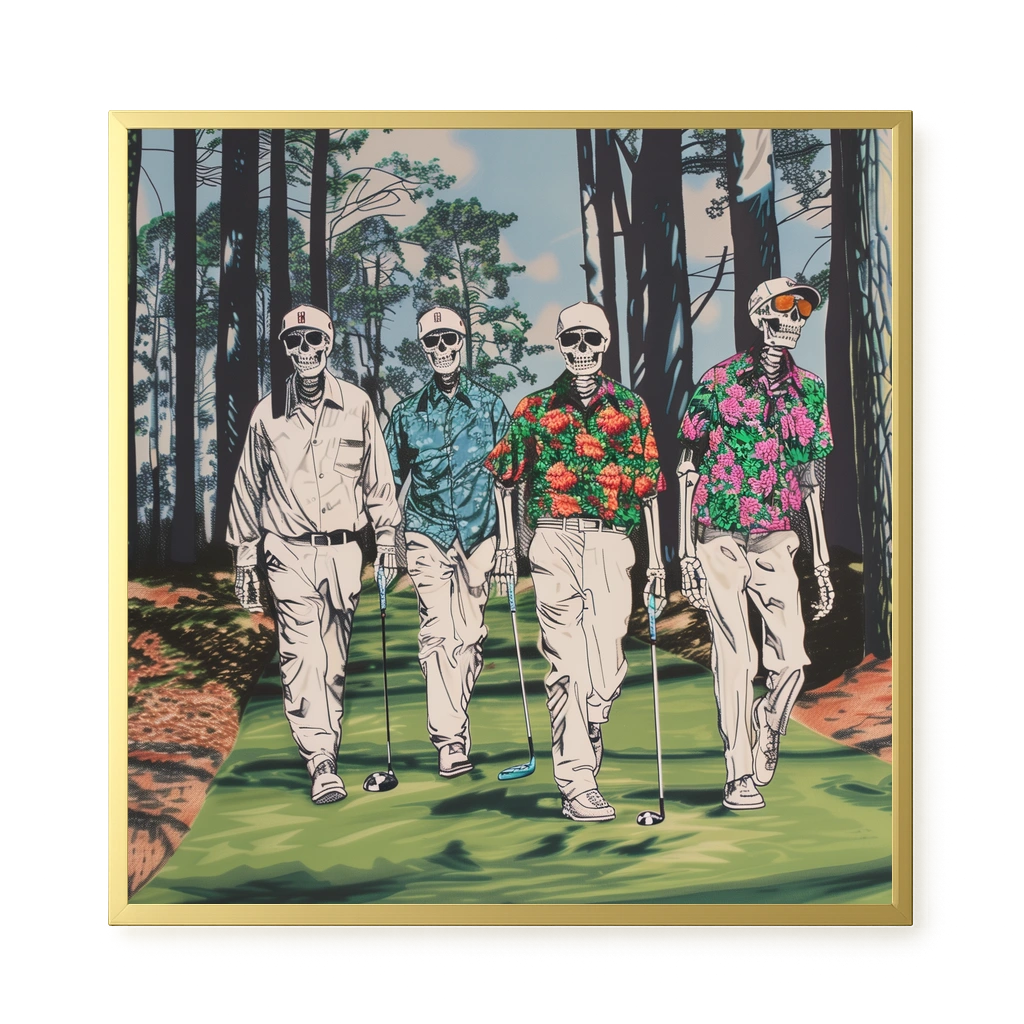Skeleton Golfers Canvas Wall Art