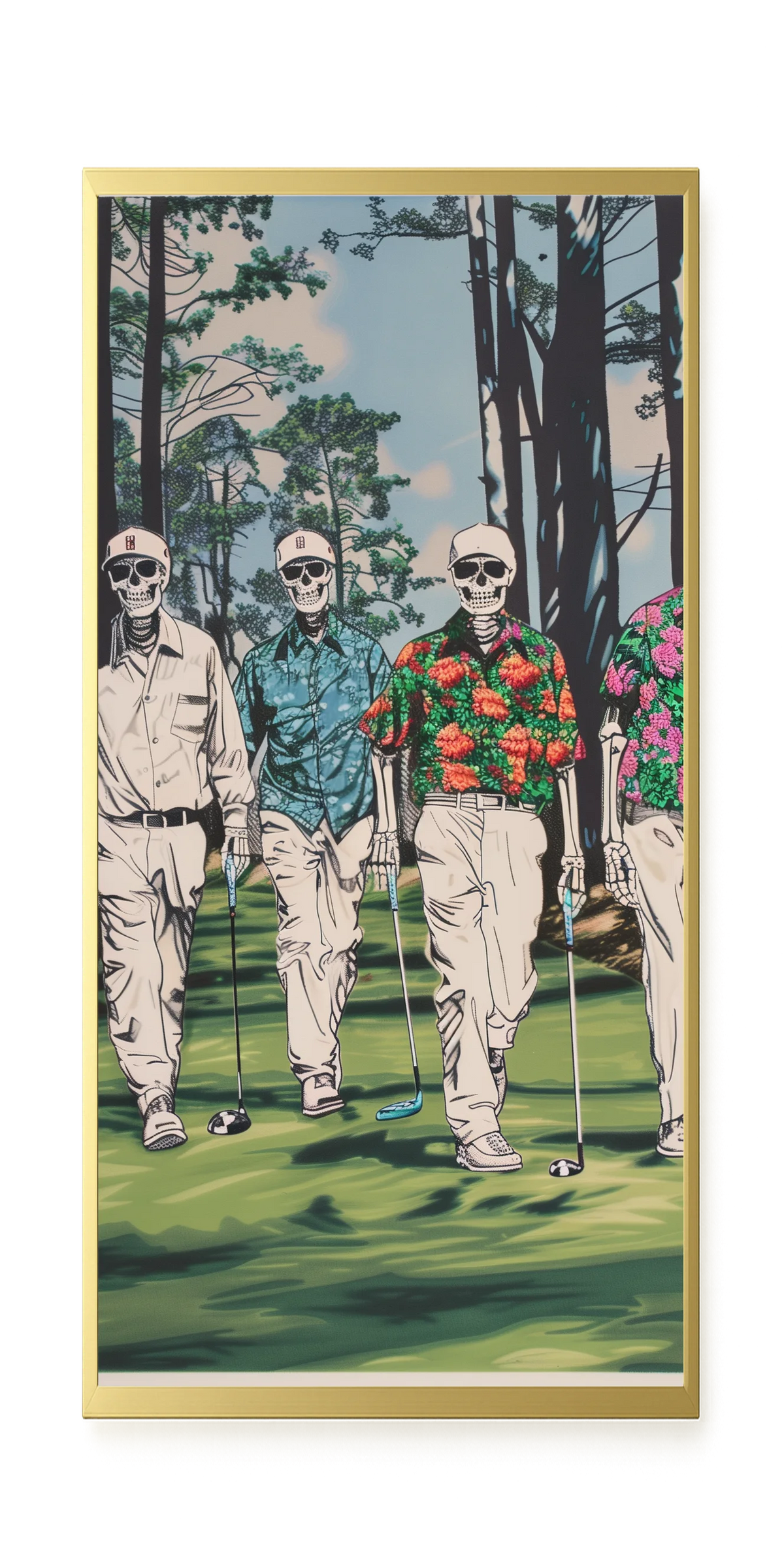 Skeleton Golfers Canvas Wall Art