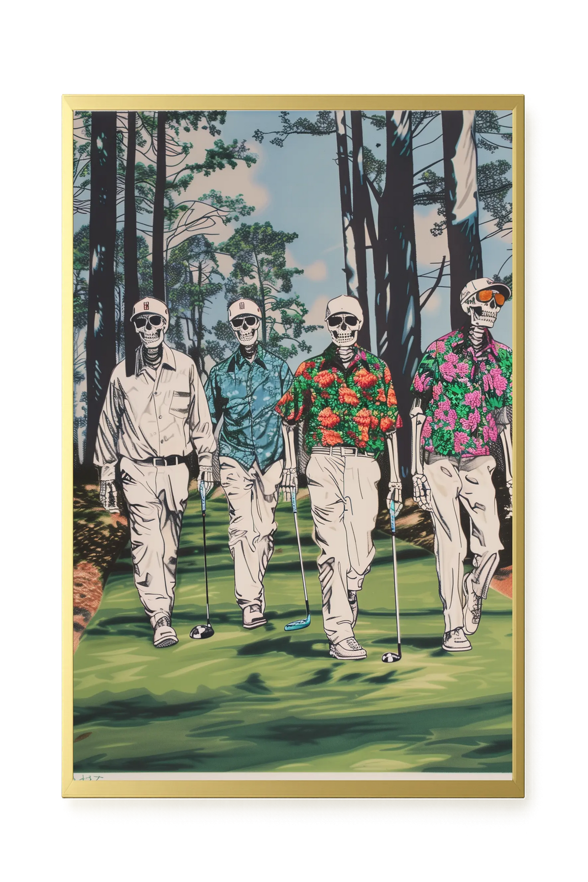 Skeleton Golfers Canvas Wall Art