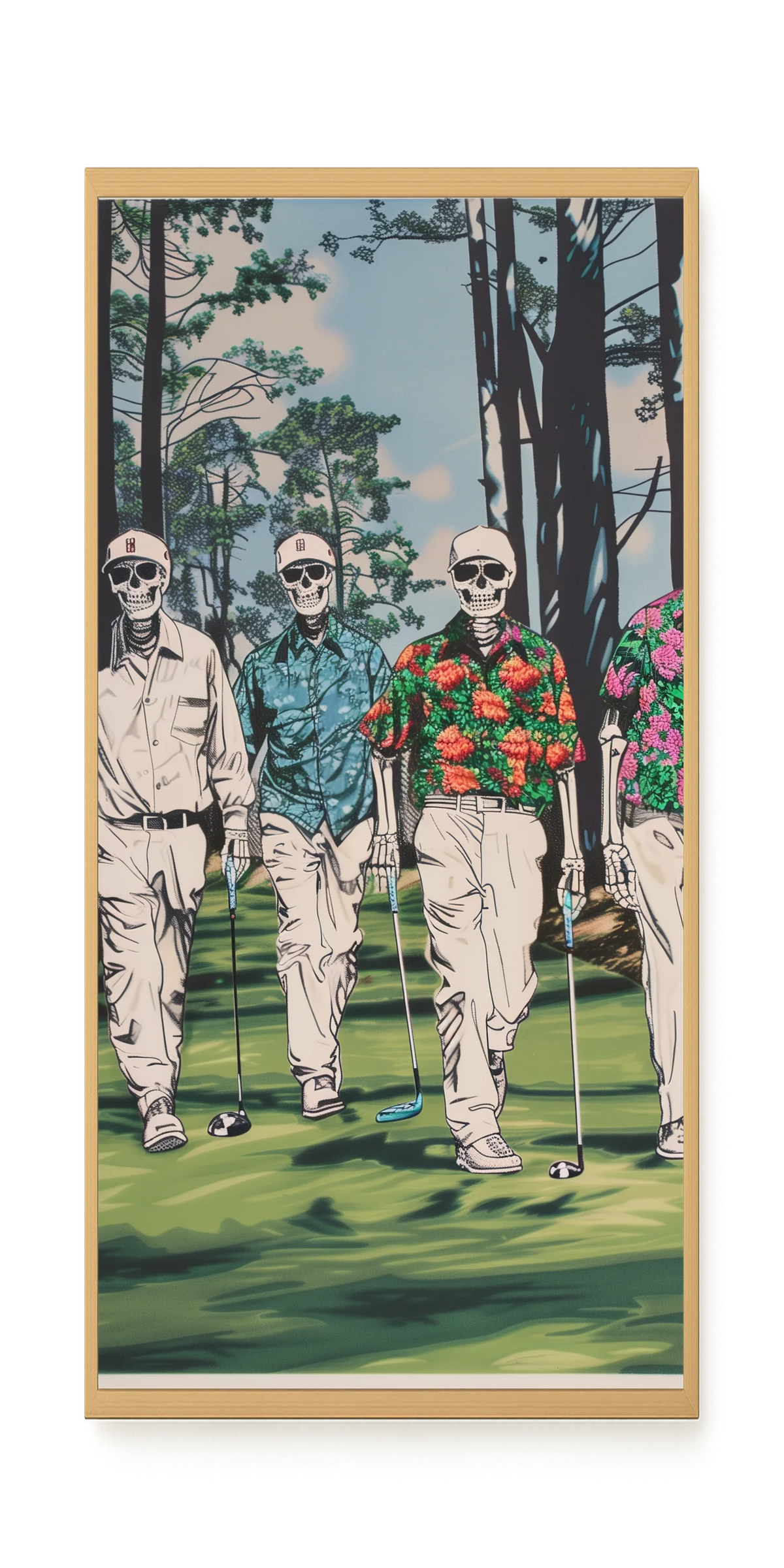 Skeleton Golfers Canvas Wall Art
