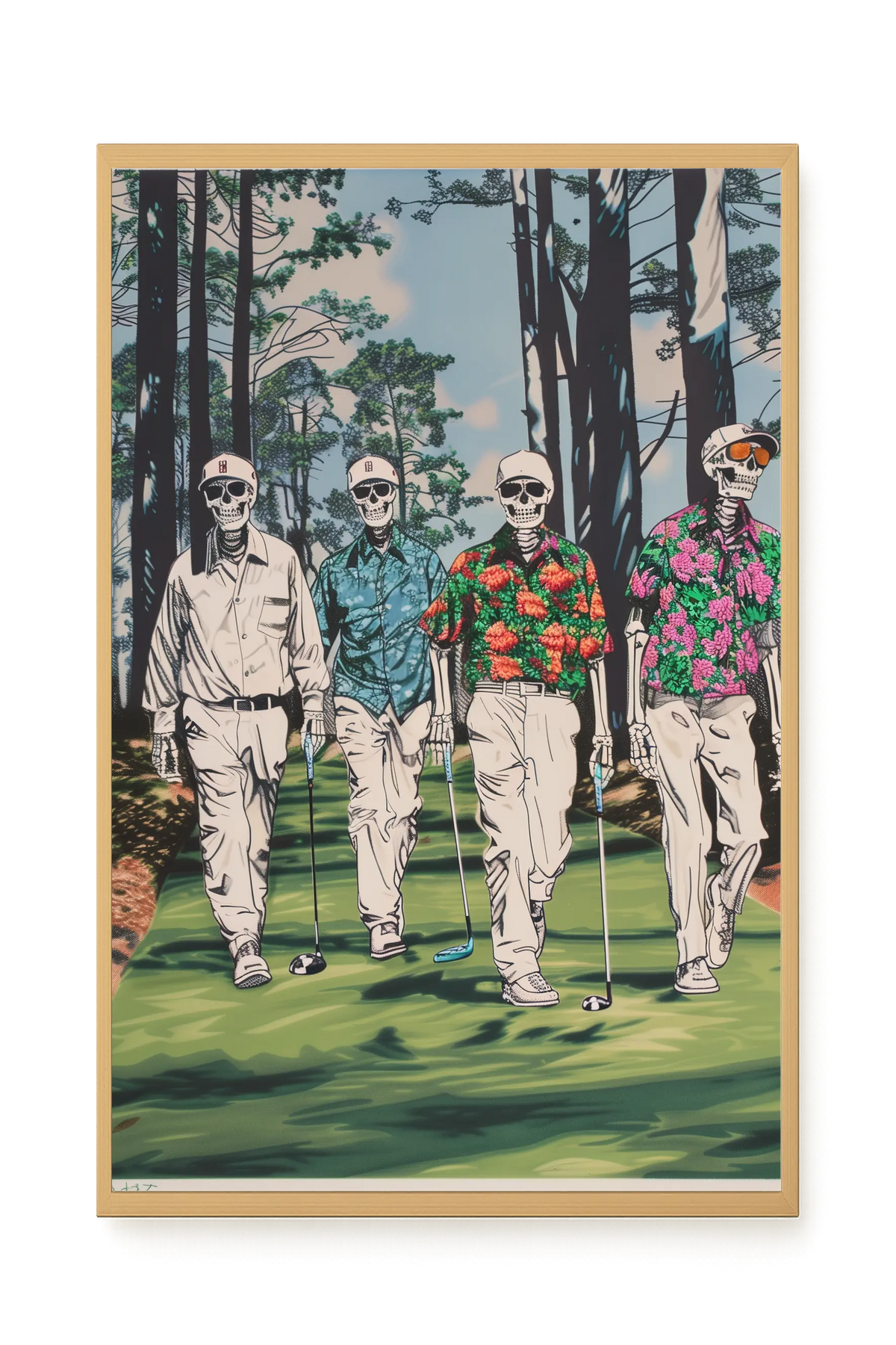 Skeleton Golfers Canvas Wall Art