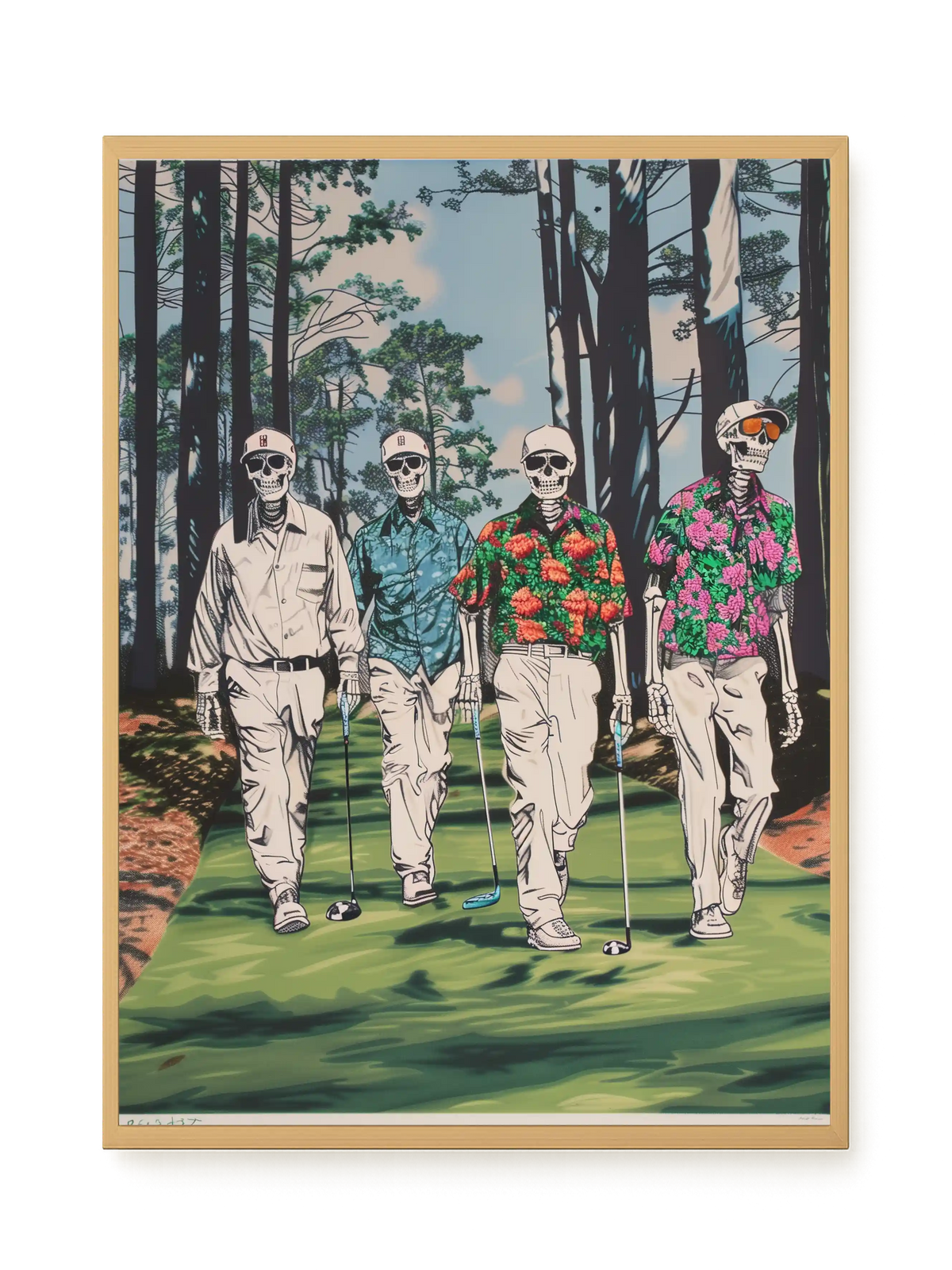 Skeleton Golfers Canvas Wall Art