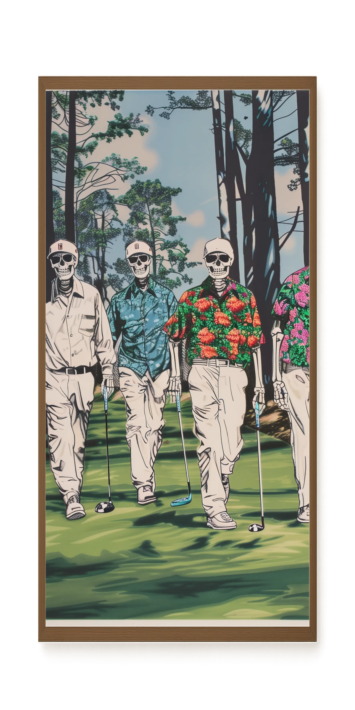 Skeleton Golfers Canvas Wall Art