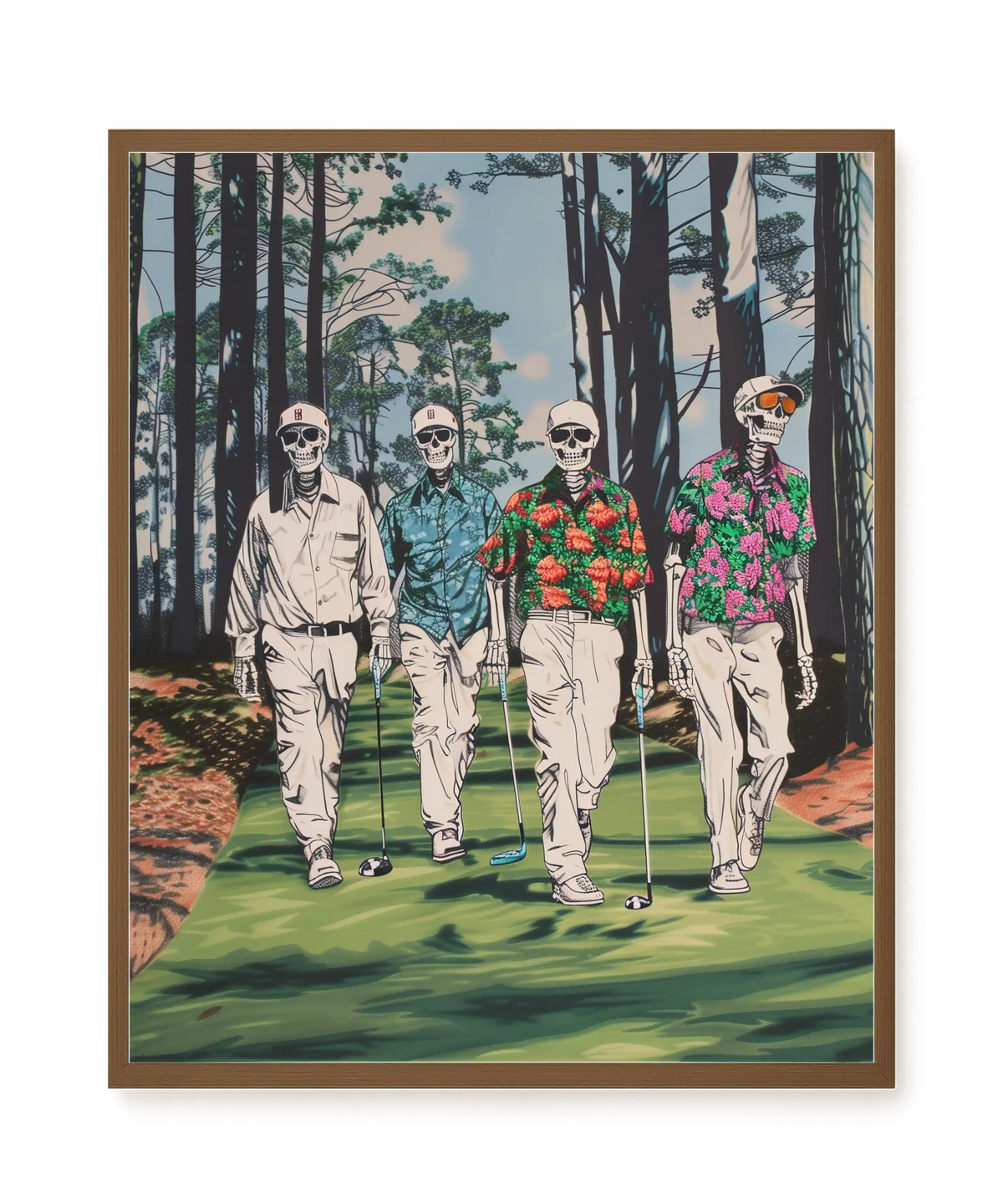 Skeleton Golfers Canvas Wall Art