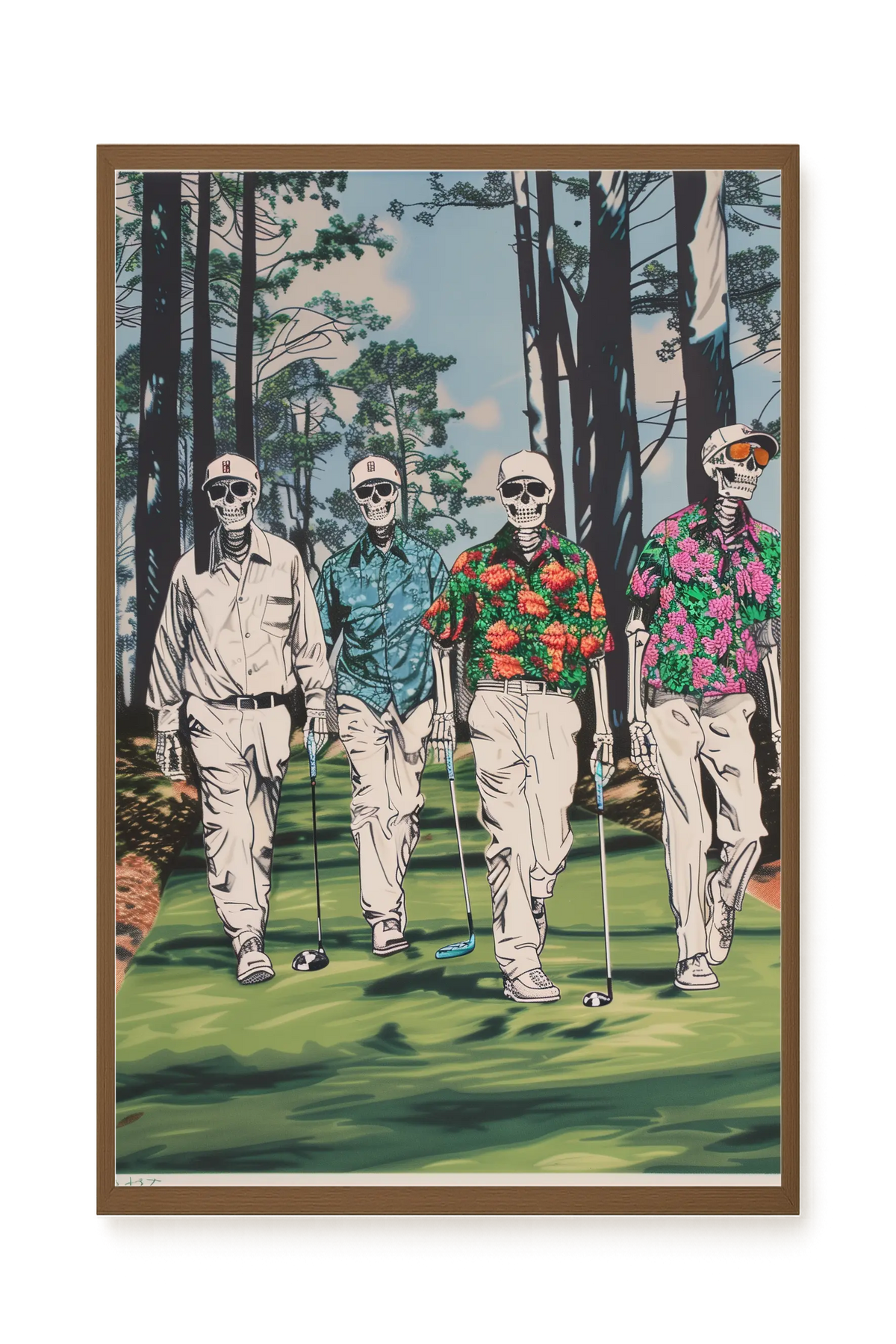 Skeleton Golfers Canvas Wall Art