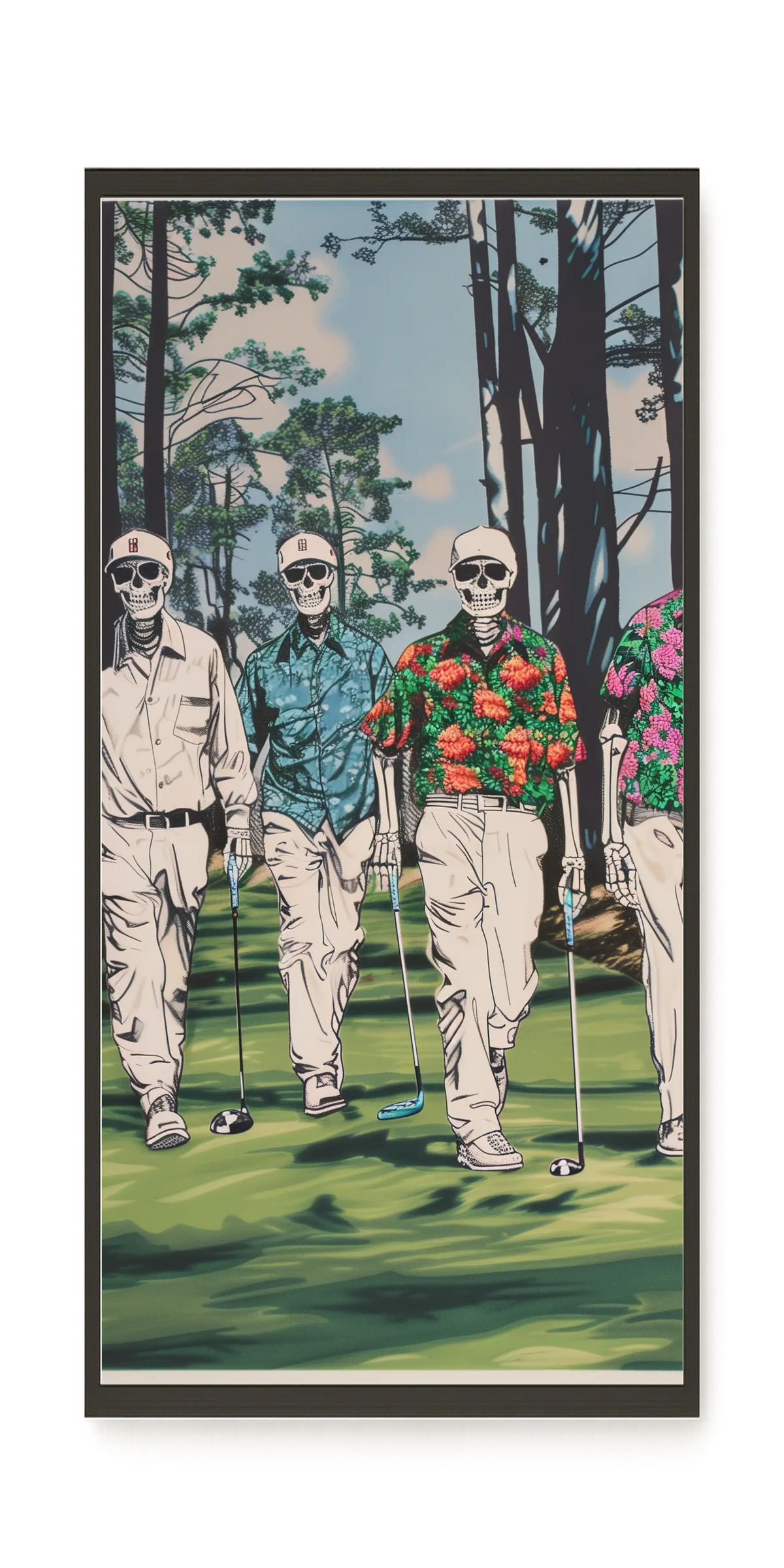 Skeleton Golfers Canvas Wall Art