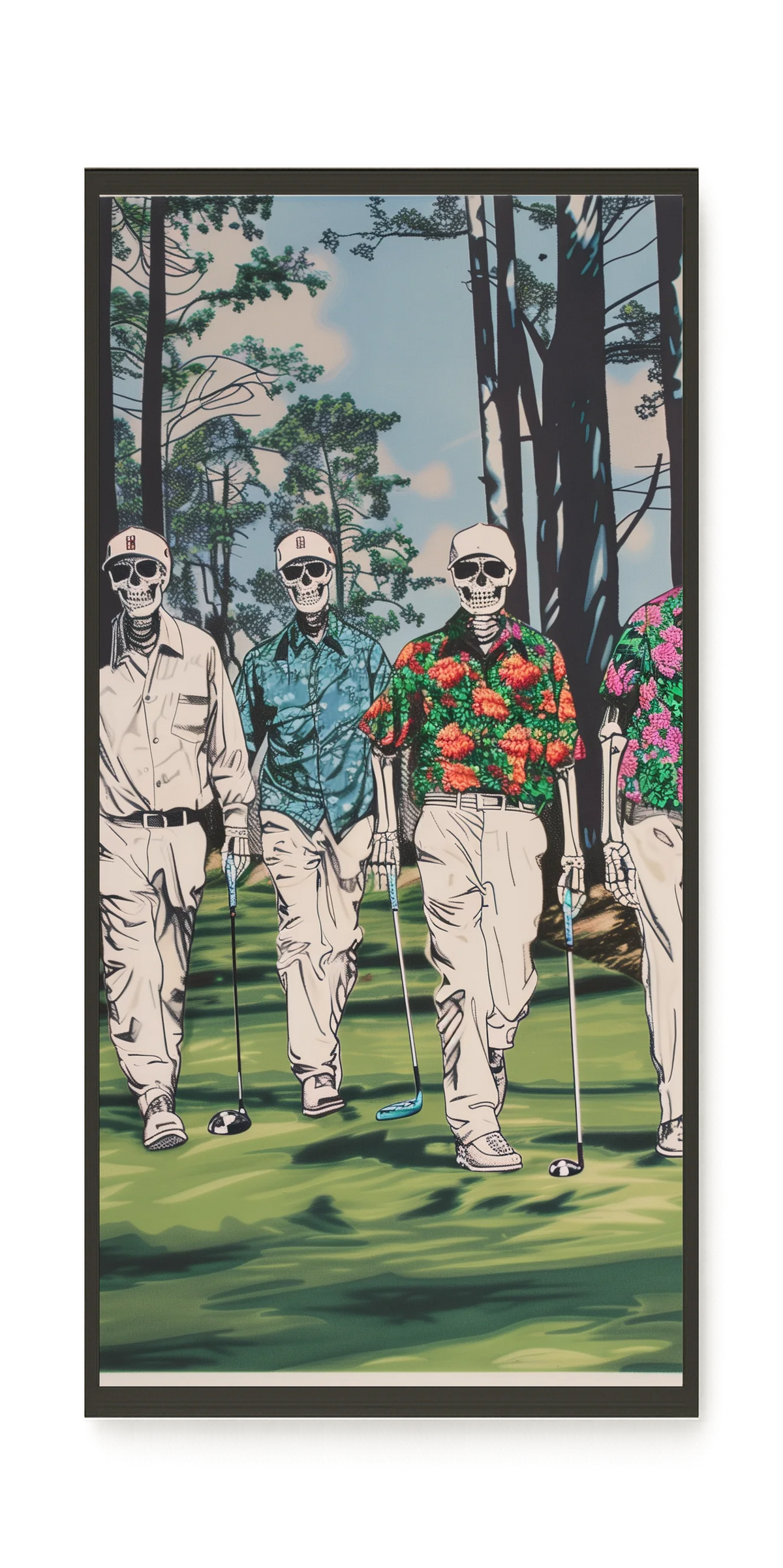 Skeleton Golfers Canvas Wall Art