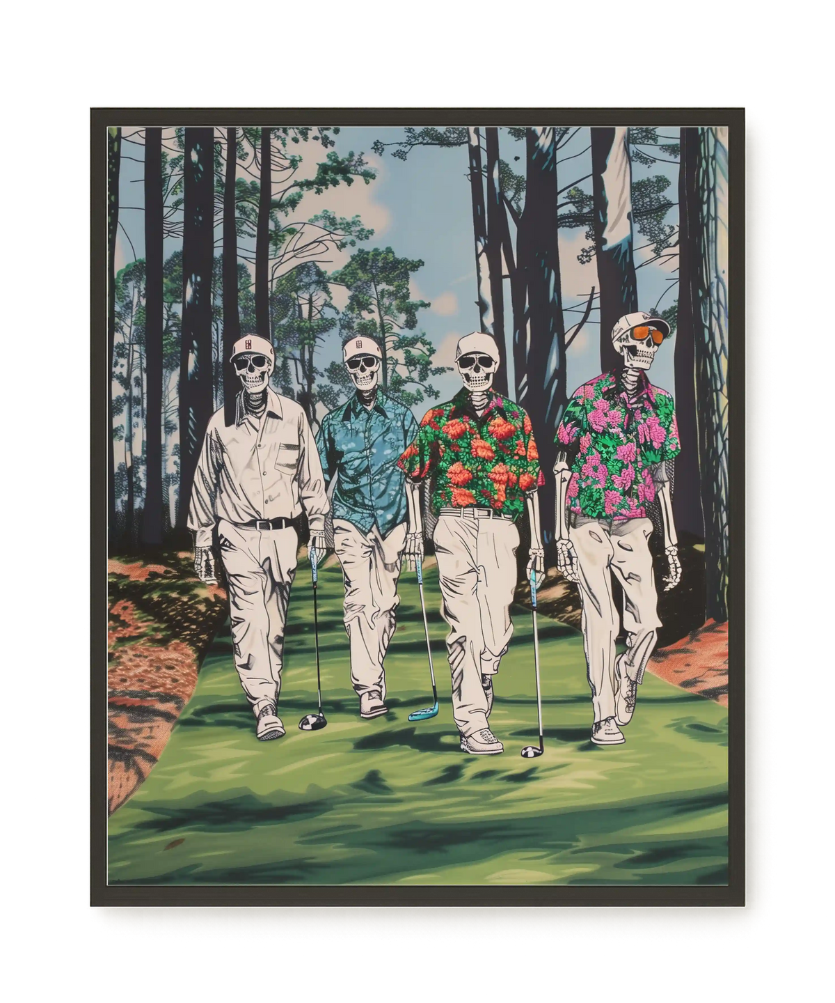Skeleton Golfers Canvas Wall Art