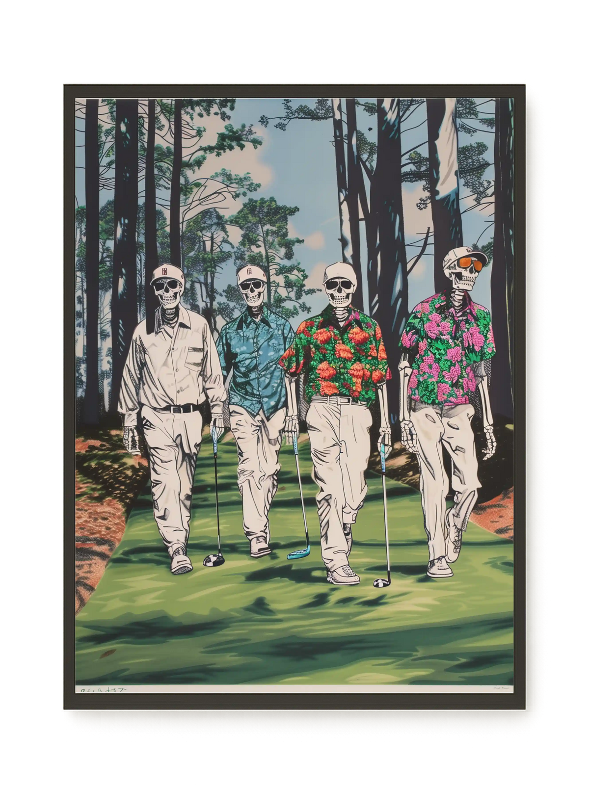 Skeleton Golfers Canvas Wall Art