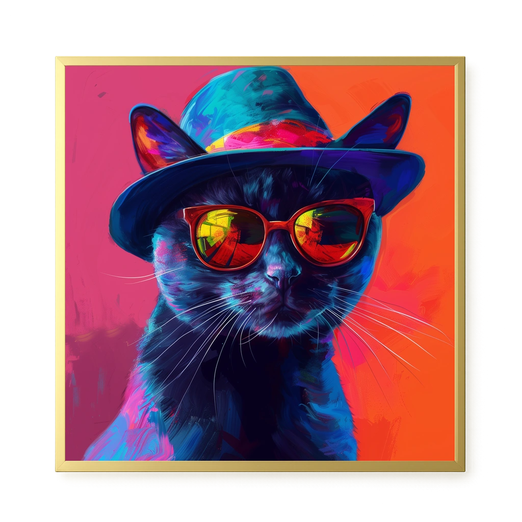 Hat Cat Canvas Wall Art