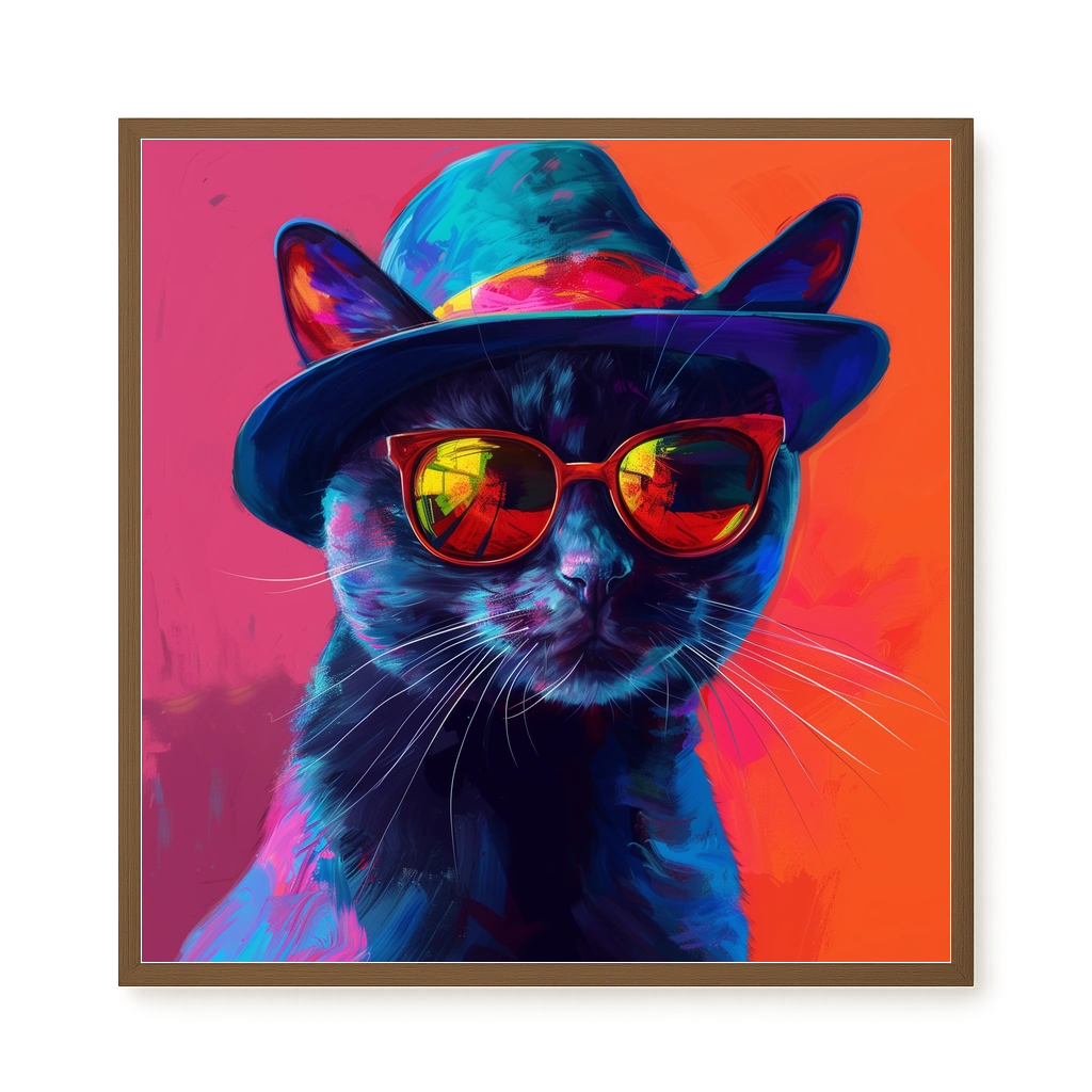 Hat Cat Canvas Wall Art