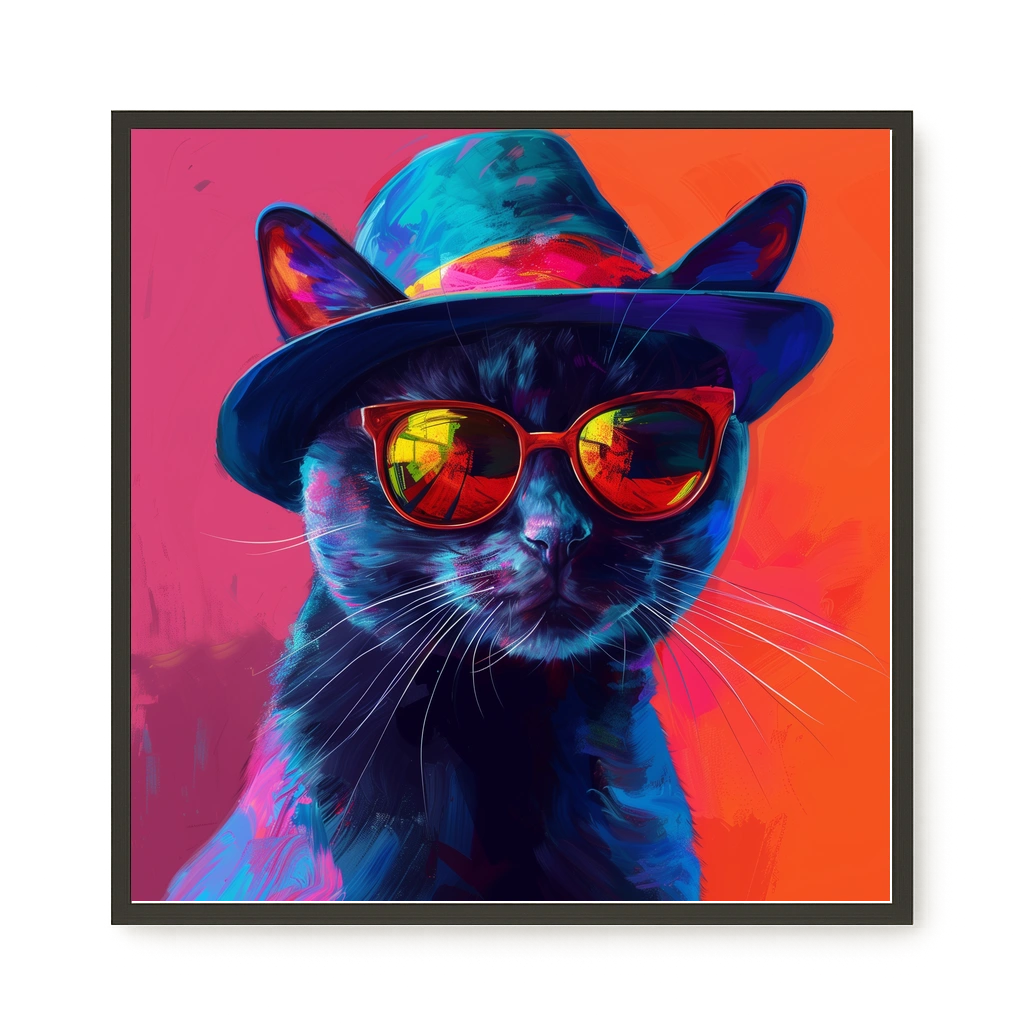 Hat Cat Canvas Wall Art