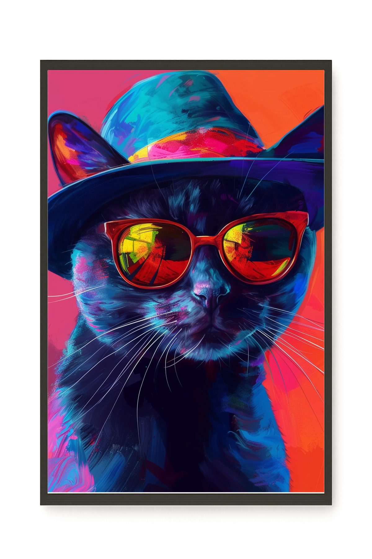 Hat Cat Canvas Wall Art
