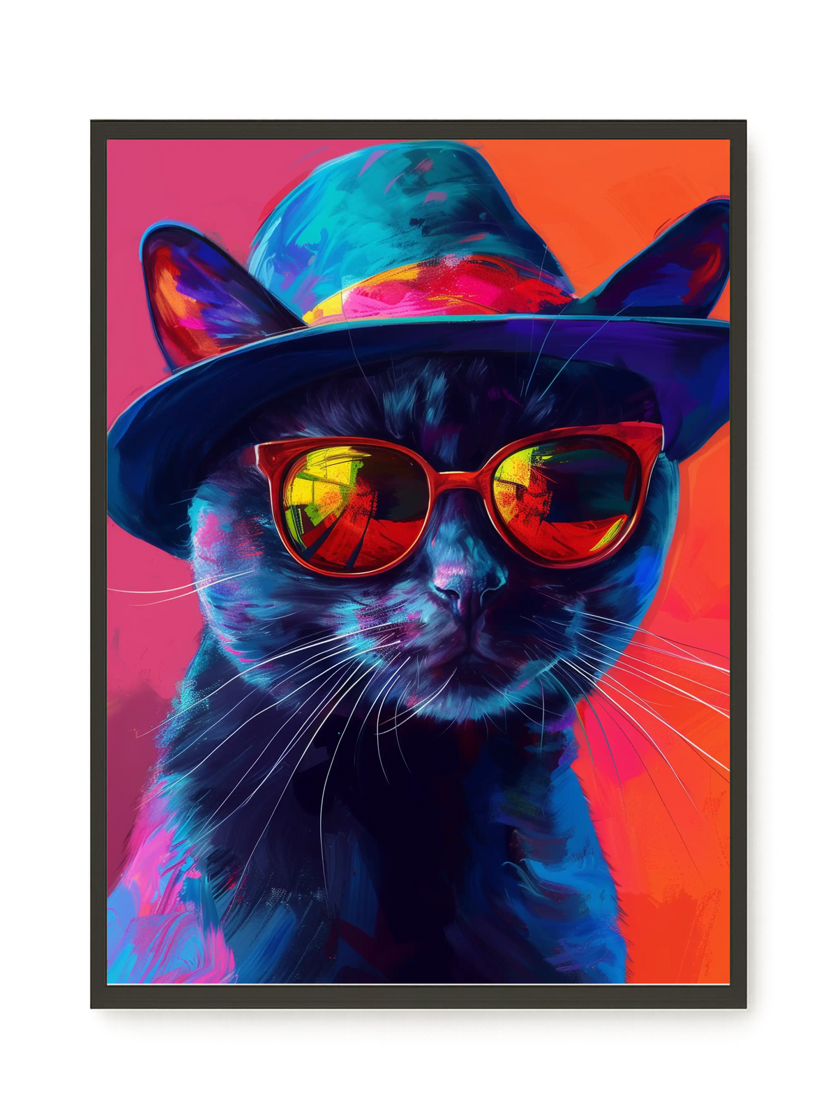 Hat Cat Canvas Wall Art