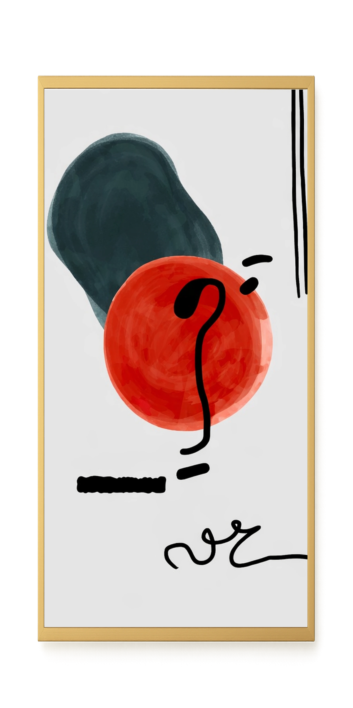 Red circle with dark abstract elements Canvas Print