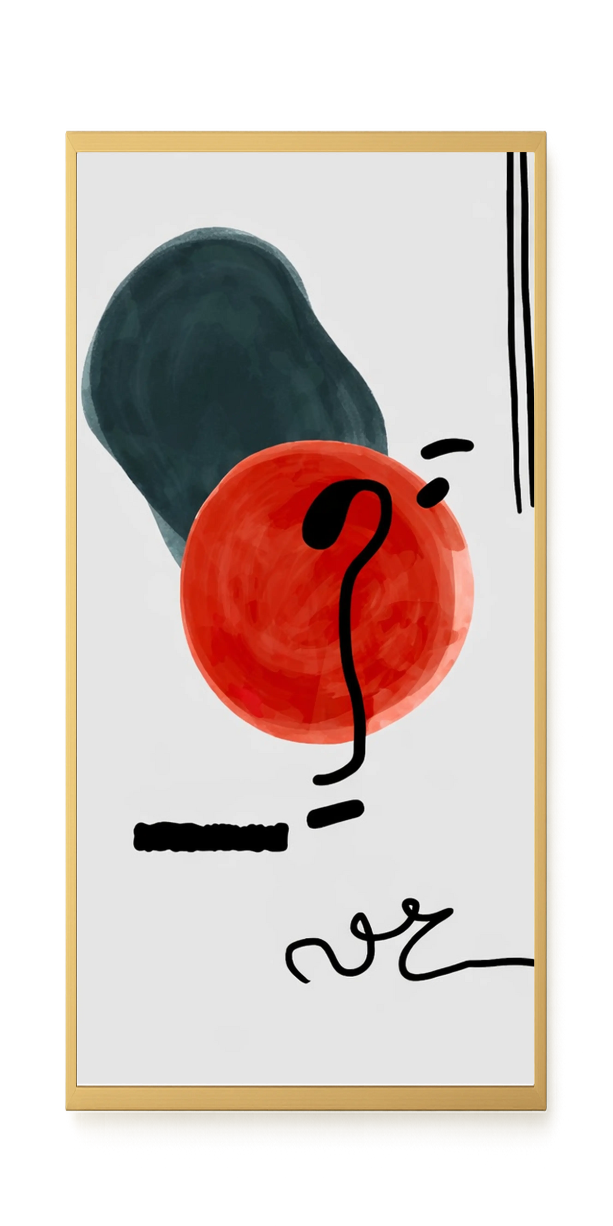 Red circle with dark abstract elements Canvas Print